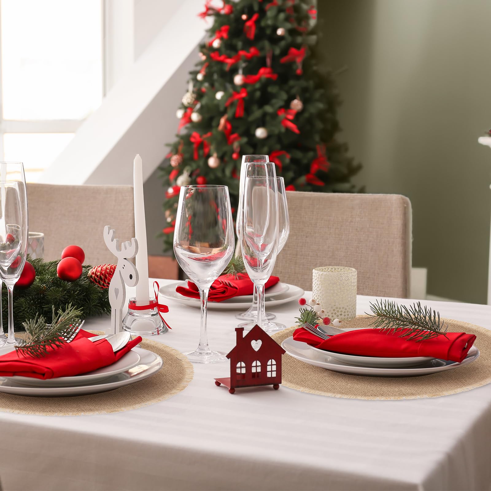 12-Pack Round Burlap Placemats 15