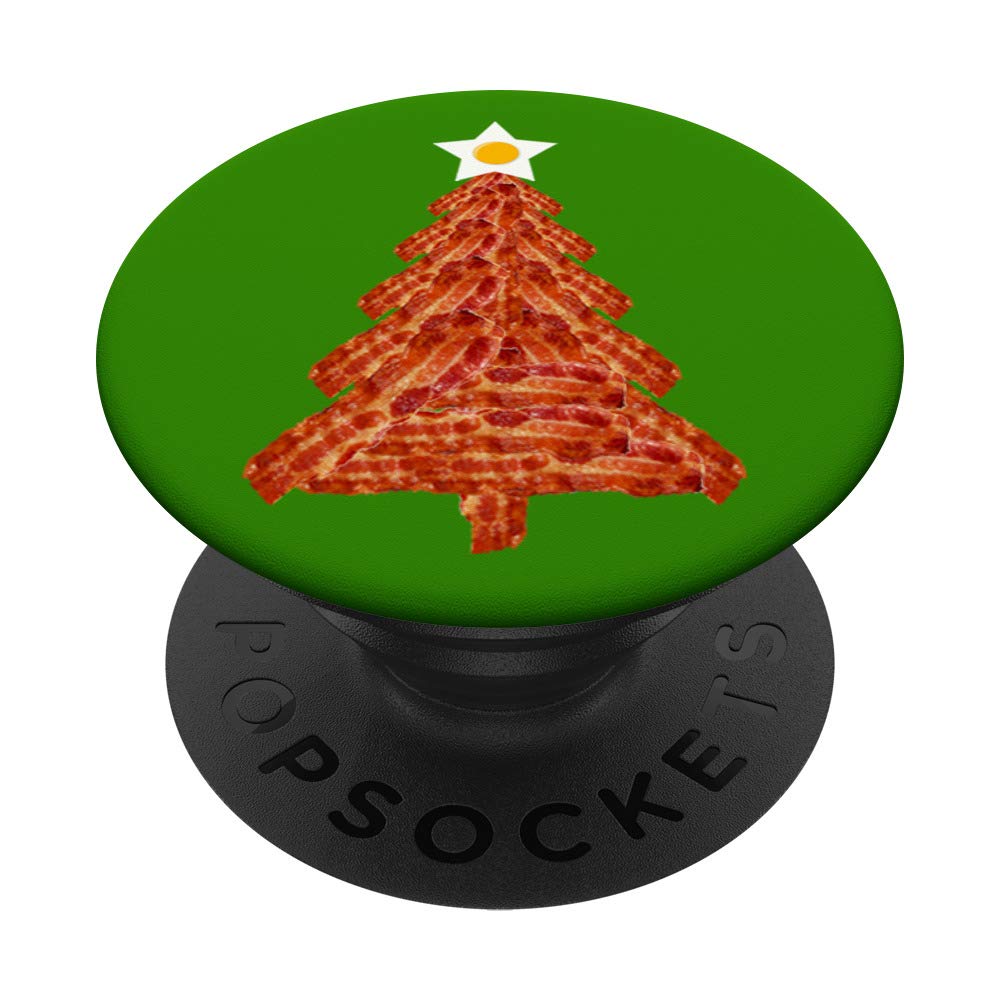 Bacon & Christmas Tree Shaped Fried Egg PopSockets - Phone Grip & Stand for iPhone, Samsung & Tablets | Holiday Gift, Party Decor, Kitchen Accessory