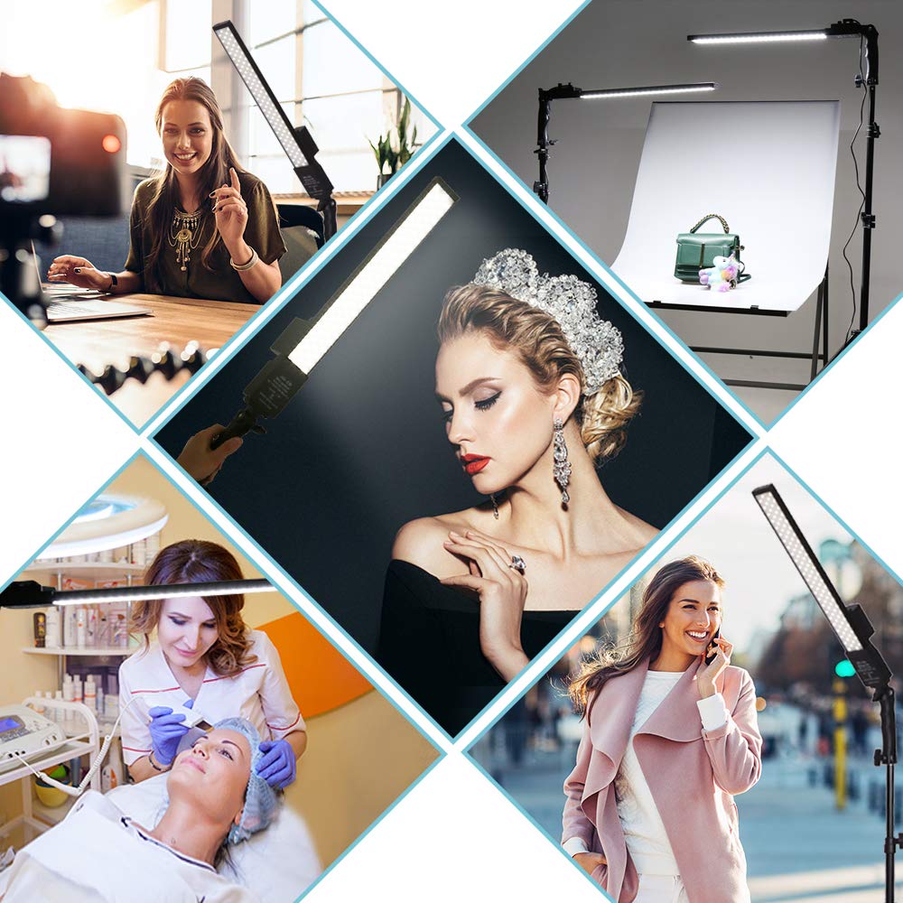 Professional LED Video Light with Dimmable 2800-5500K, Battery Powered Photography Light, Portable Handheld Wand - Includes NP-550 Li-ion Battery & Stand - Perfect for Portrait Photography, YouTube Videos, Outdoor Shooting & Studio Lighting
