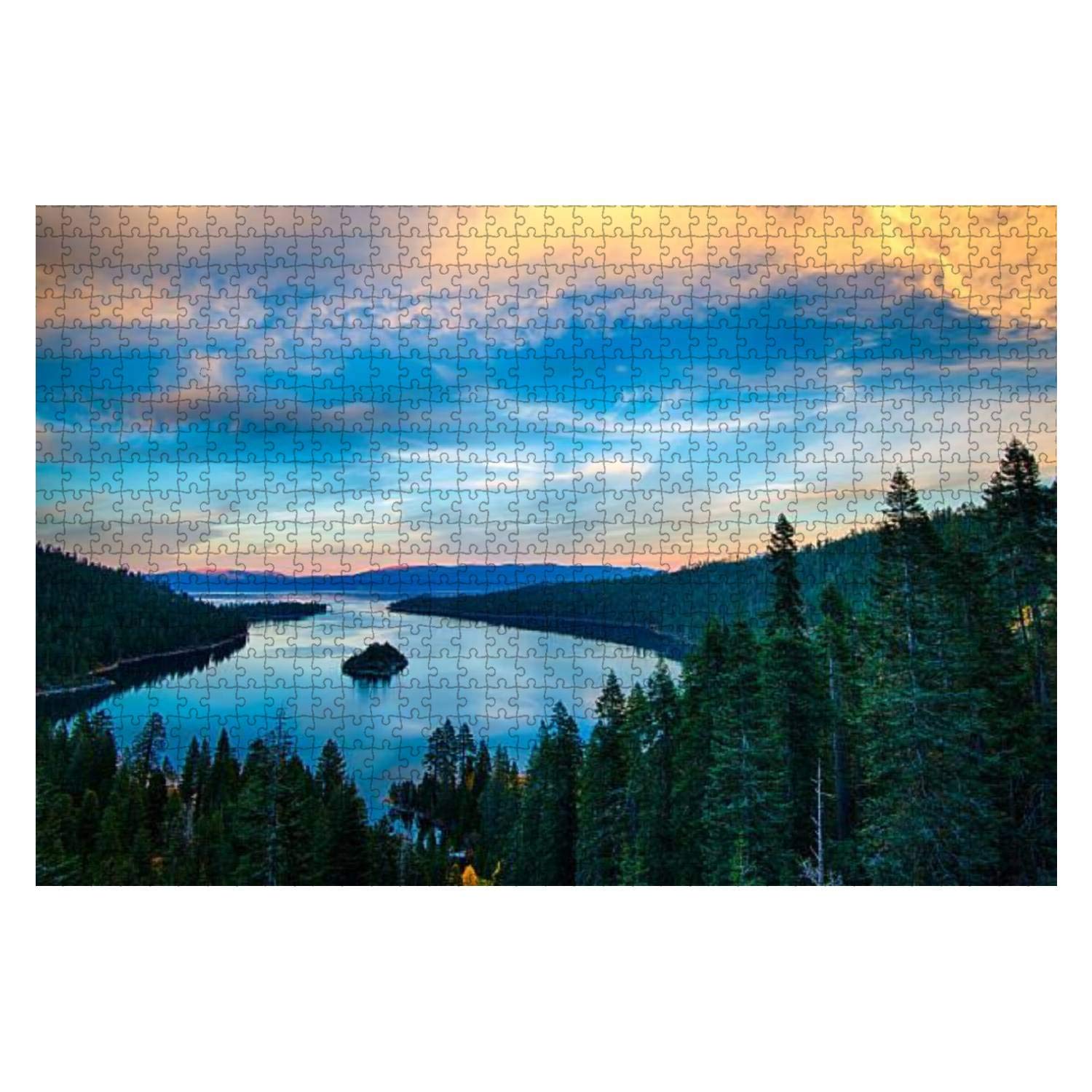 1000-Piece Lake Tahoe Tree Reflection Jigsaw Puzzle - Large Wooden Puzzle for Adults & Kids, Educational Toy & Creative Game for Family Entertainment, Home Decor (Perfect for Relaxation, Brain Training & Family Bonding)