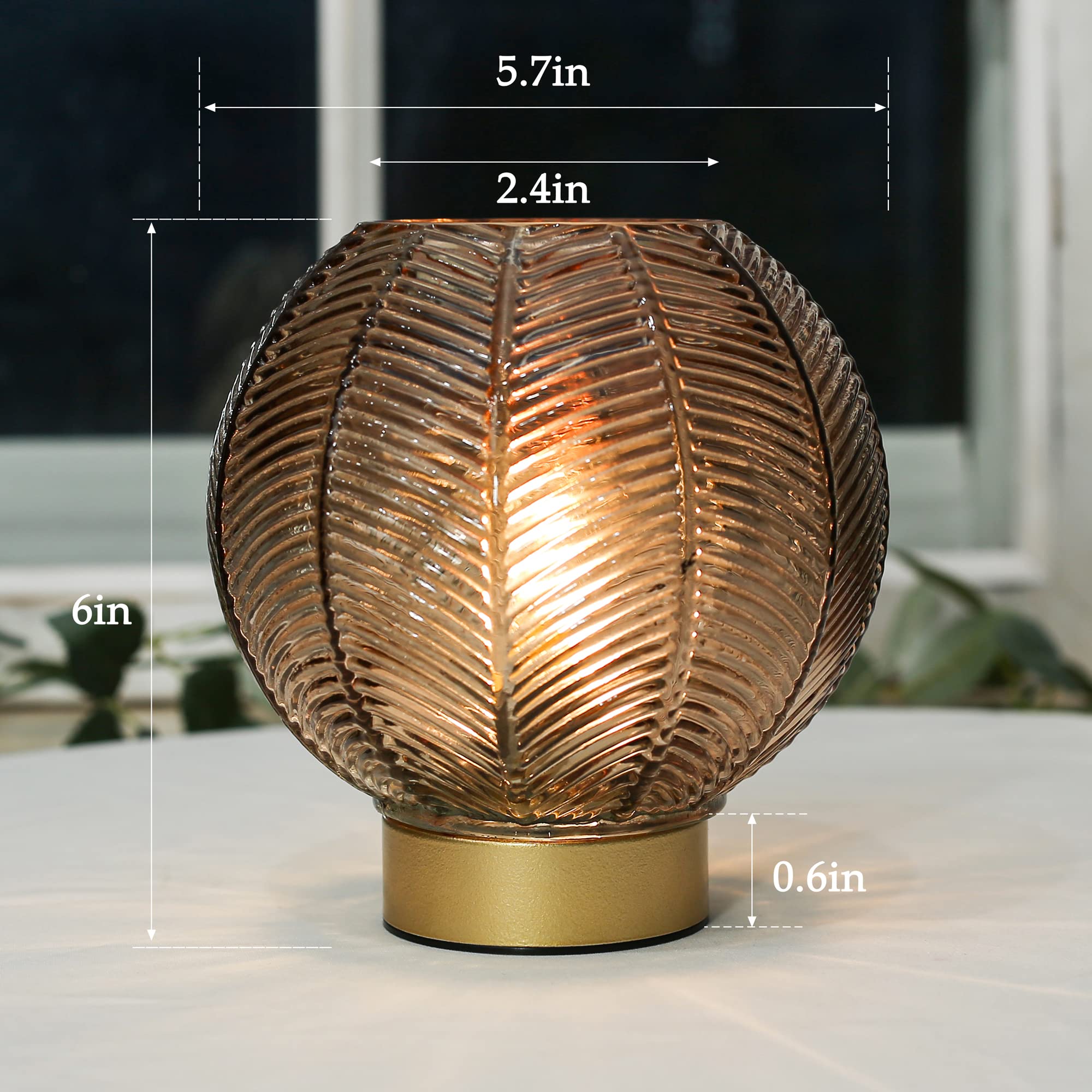 Battery Operated LED Table Lamp with Timer - Cordless Night Light for Bedroom, Living Room, Corner Decor - Amber Glow for Cozy Ambiance & Relaxation