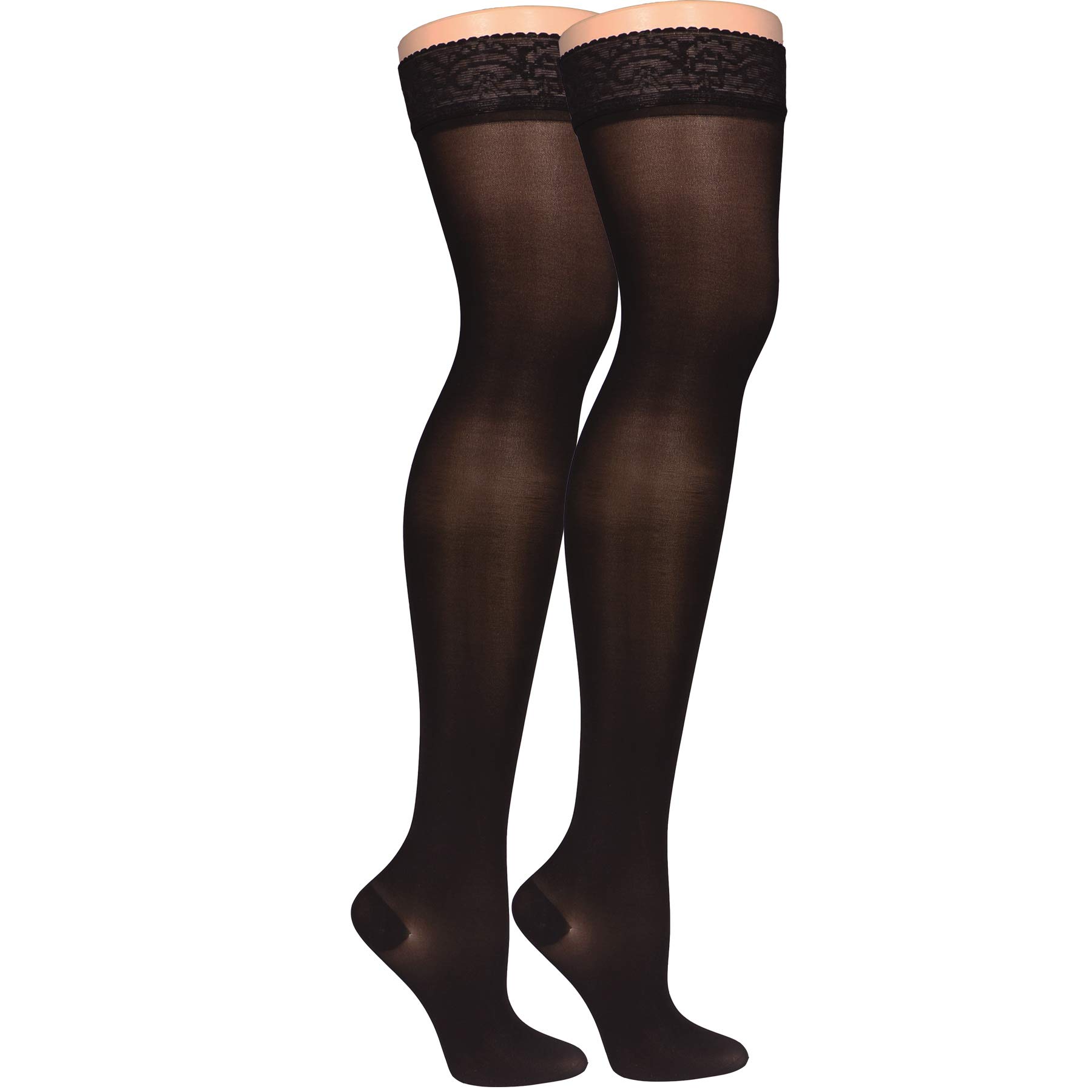 Truform Sheer Compression Stockings 20-30 mmHg - Women's Thigh High Support Stockings, 30 Denier, Black, Small - Perfect for Varicose Veins, Travel & Post-Surgery Recovery