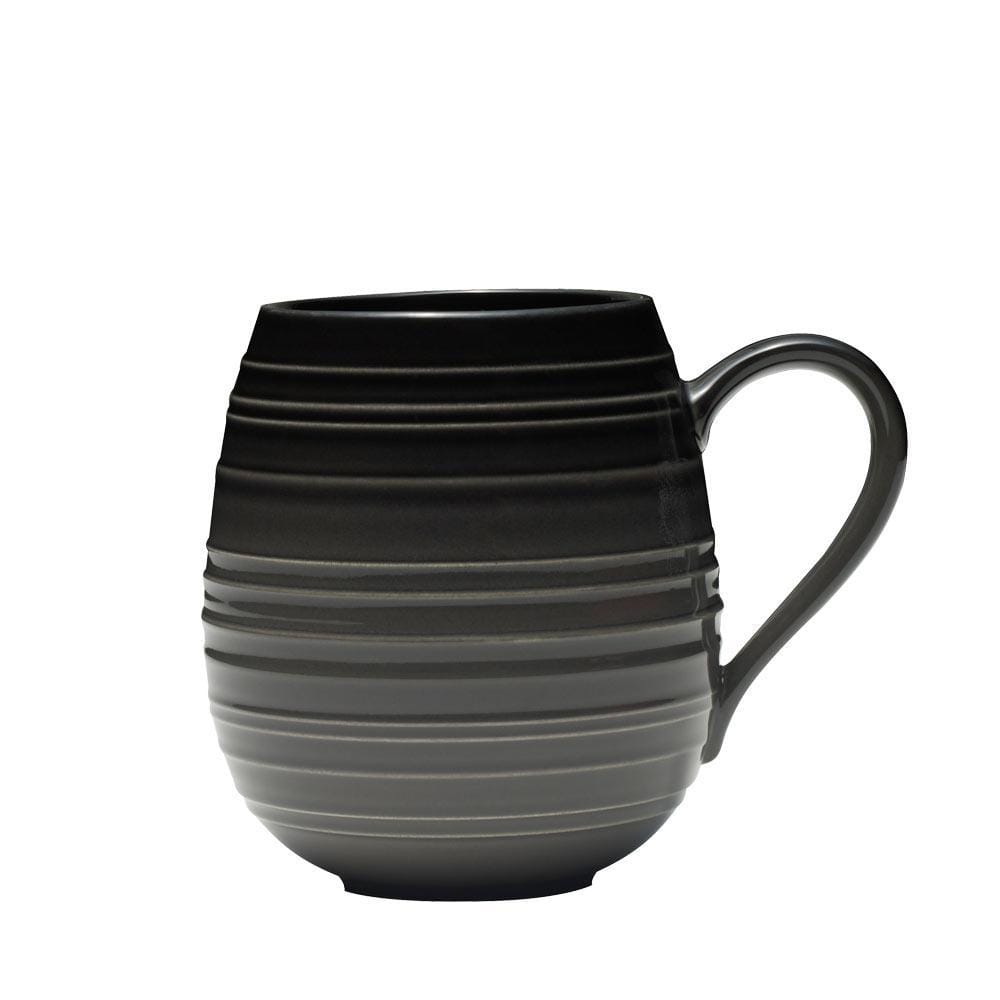 Swirl Black Coupe with Graphite Ombre Accent 16-Piece Dinnerware Set - Service for 4 - Elegant Tableware for Fine Dining, Dinner Parties & Home Decor