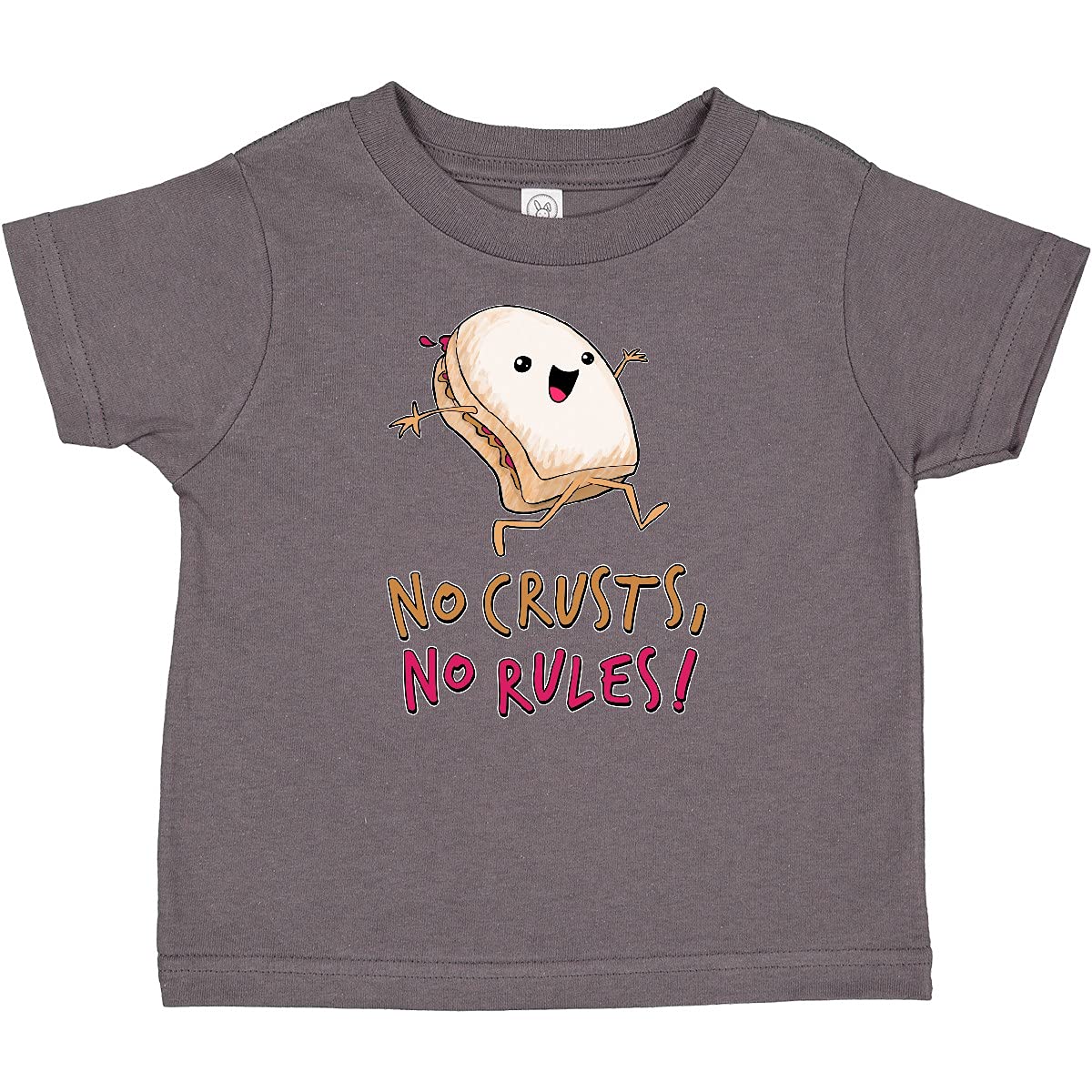 Inktastic No Crusts, No Rules - Funny PB&J Sandwich Design Loose Fit Baby T-Shirt | Cute Casual Outfit for Playdates & Family Photos