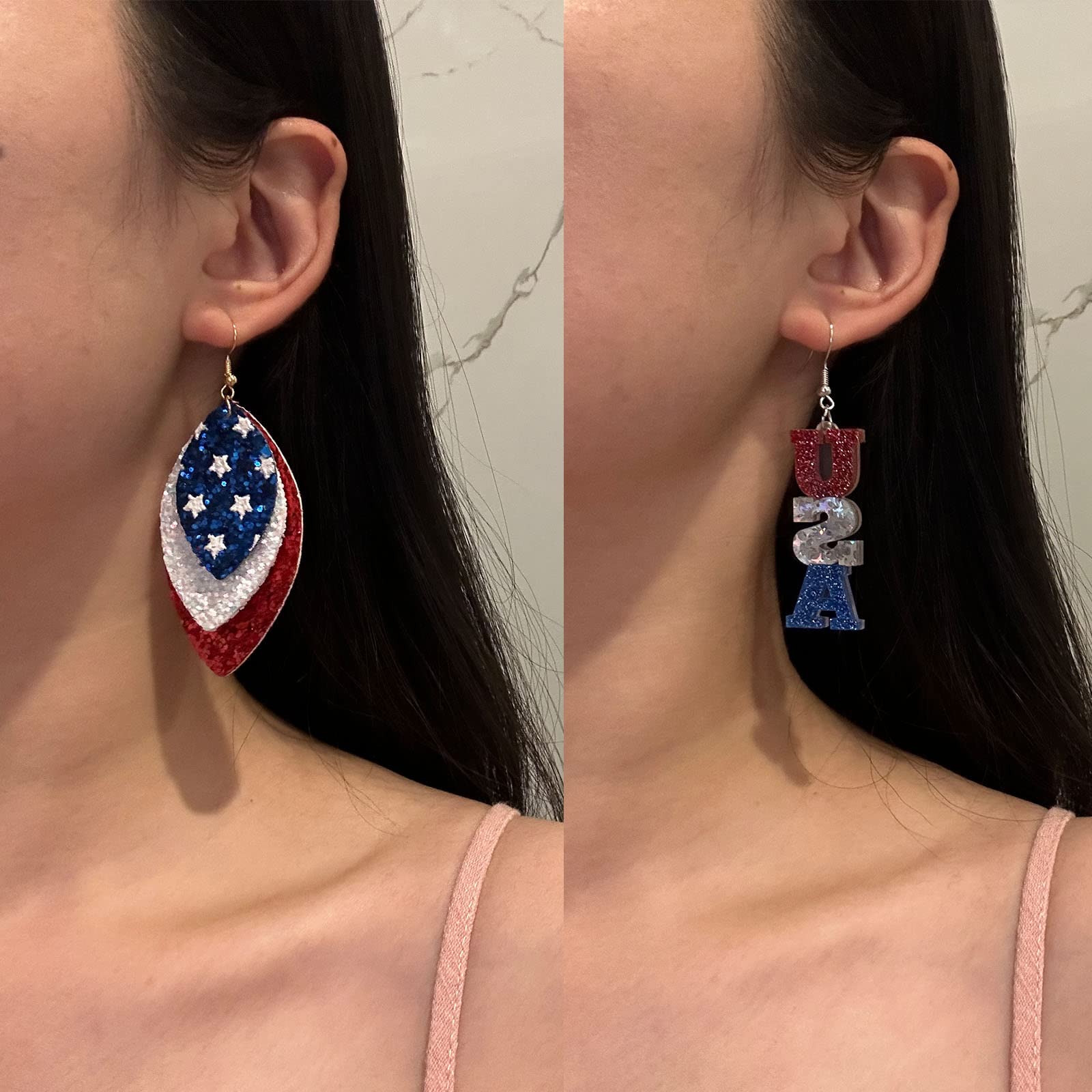 Patriotic American Flag Earrings for Women - Red White and Blue Dangle Earrings - 4th of July Independence Day Jewelry - Perfect for Parties, Festivals and Patriotic Events