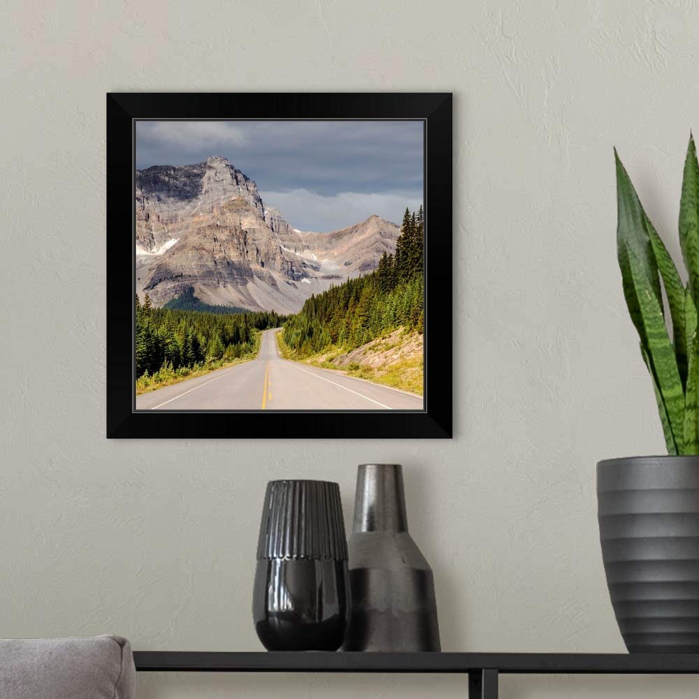 Black Framed Art Print - Crowfoot Mountain Icefields Parkway Photography Wall Decor for Living Room, Bedroom & Office
