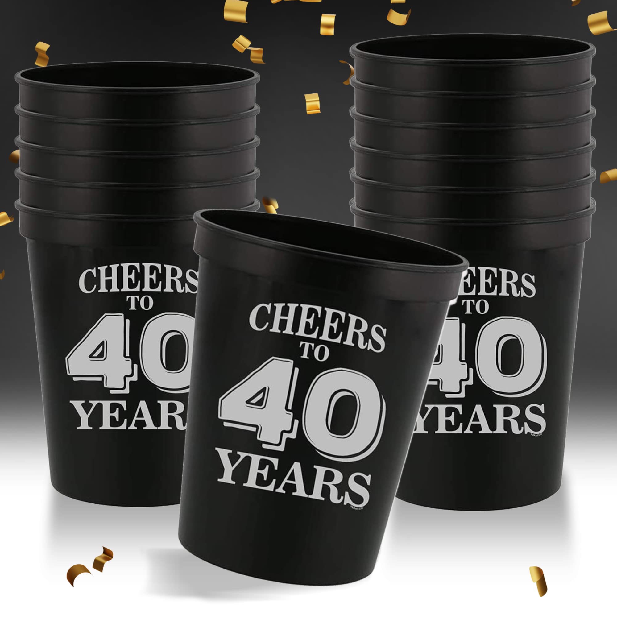 40th Birthday Party Cups - Cheers To 40 Years Stadium Cups, 50th Birthday Gift, Forty And Fabulous Party Favors | Plastic Drinking Cups for Best Friend & Bestie | Perfect for Birthday Decorations, Celebrations & Stadium Events