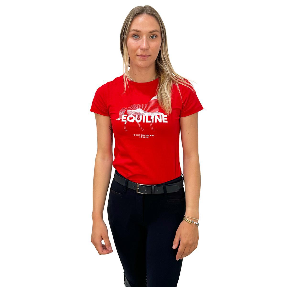 Equiline Women's Cubby Round Neck T-Shirt - Soft Cotton Casual Tee for Everyday Wear | Perfect for Work, Outings & Relaxing at Home
