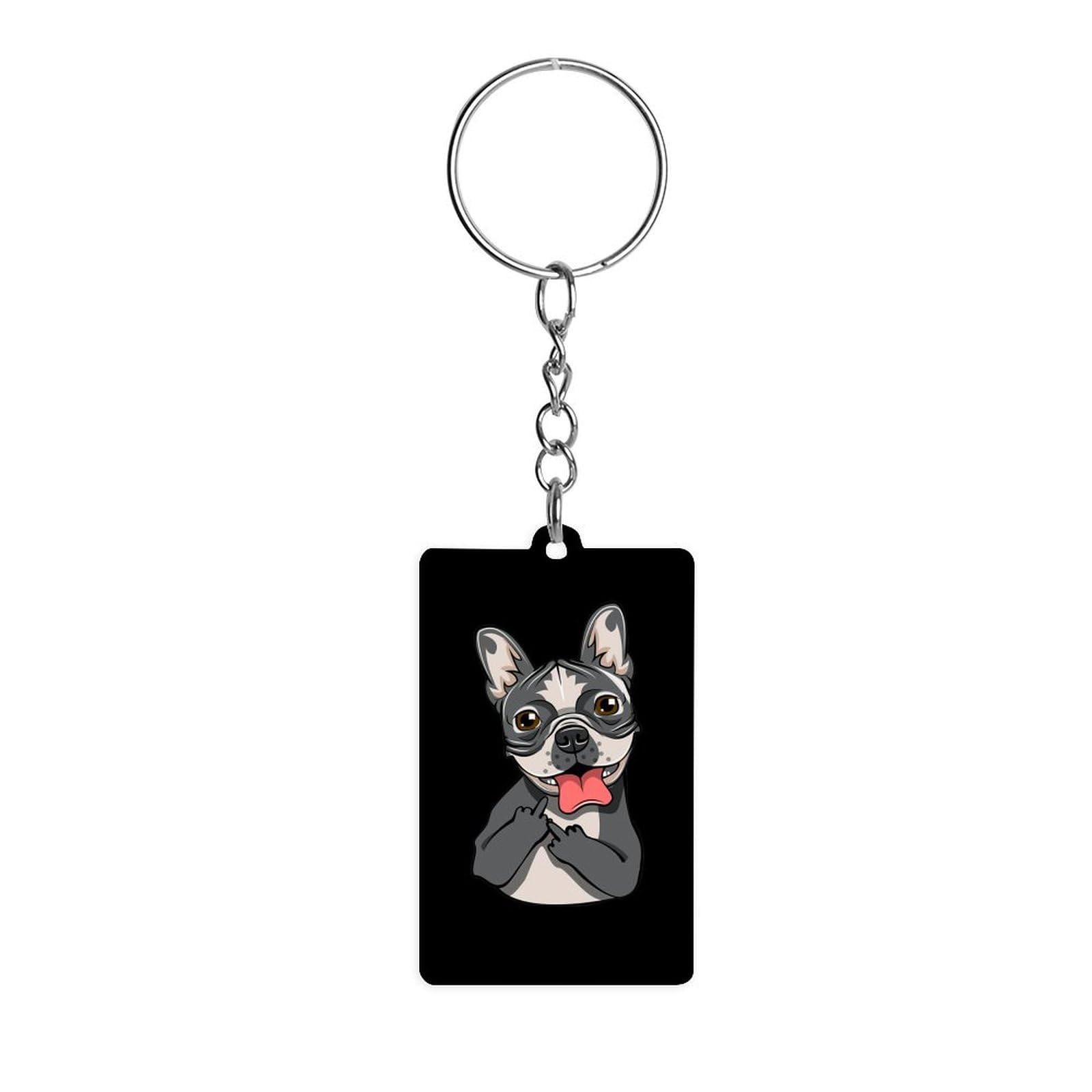 Bulldog with Middle Finger Acrylic Keychain - Funny Car Keys Accessory for Men & Women - Perfect for Gifts, Backpacks, and Key Organization