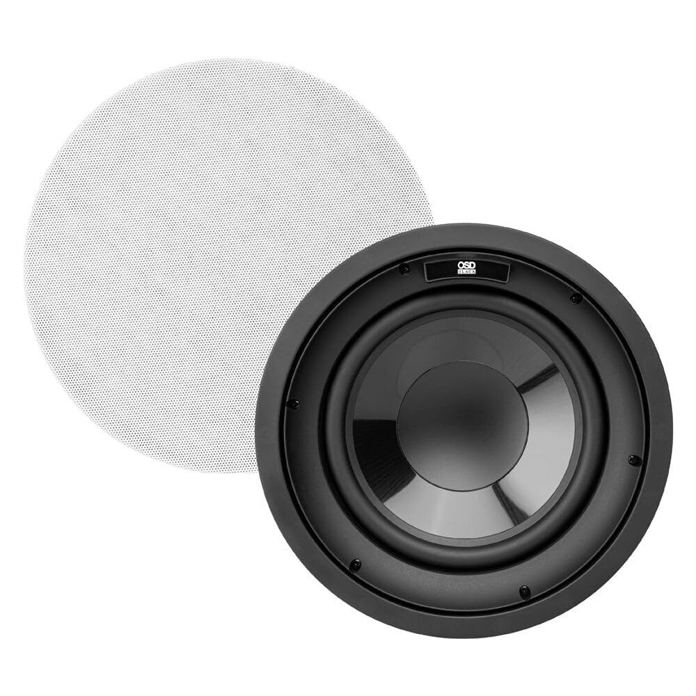 OSD Black 10-Inch In-Ceiling Subwoofer with Long Excursion Graphite Woofer - 200W Power with Ceiling Bracket - Perfect for Home Theater, Dolby Atmos Systems & Multi-Room Audio