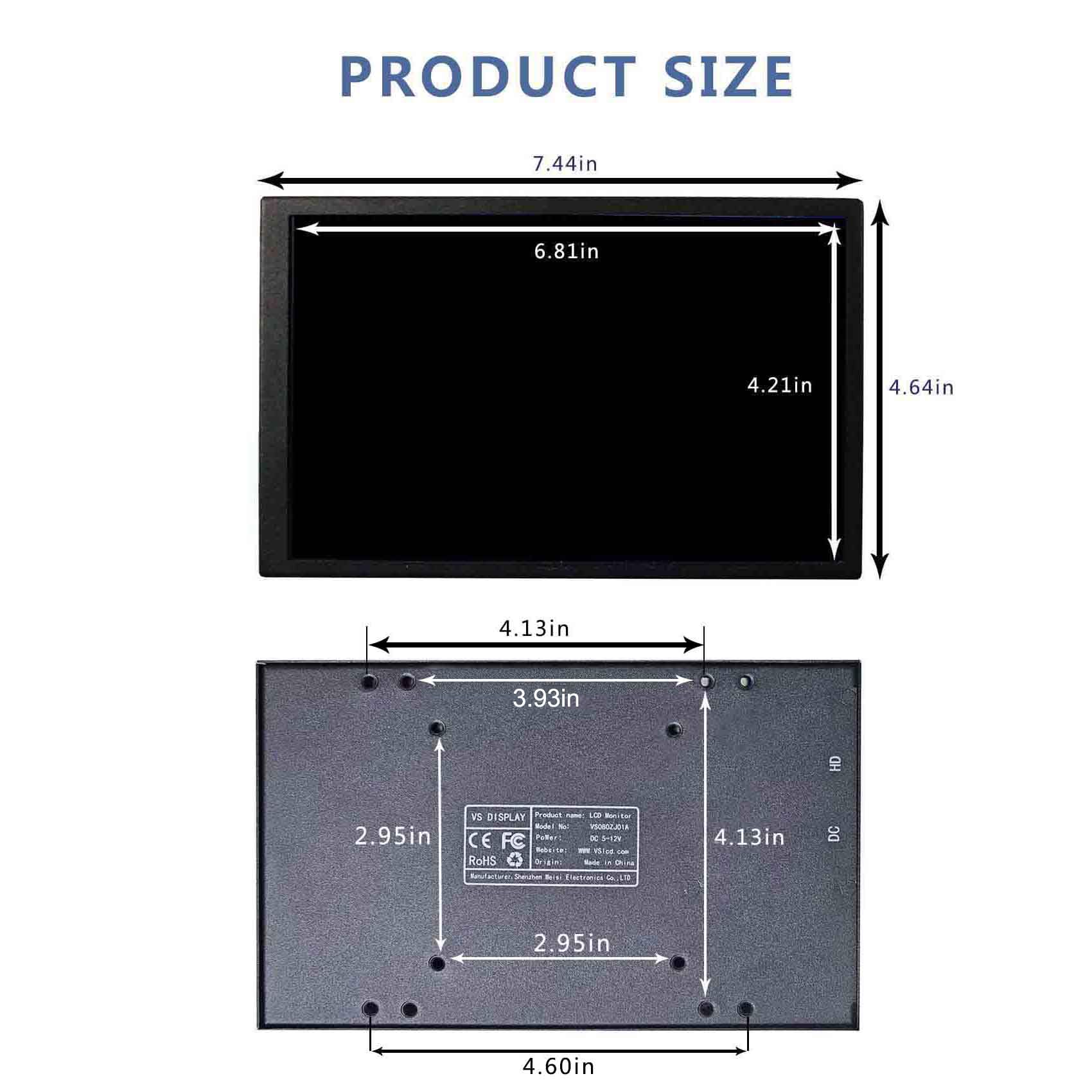VSDISPLAY 8 Inch Mini LCD Monitor - 1280x800 IPS Screen Display for PC Case DIY, Laptop & Computer - HDMI Input - Perfect for Gaming, Coding & Home Office Setup