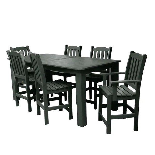 Lehigh 7-Piece Rectangular Counter Height Outdoor Dining Set - Patio, Garden, Backyard Furniture for Dining & Entertaining