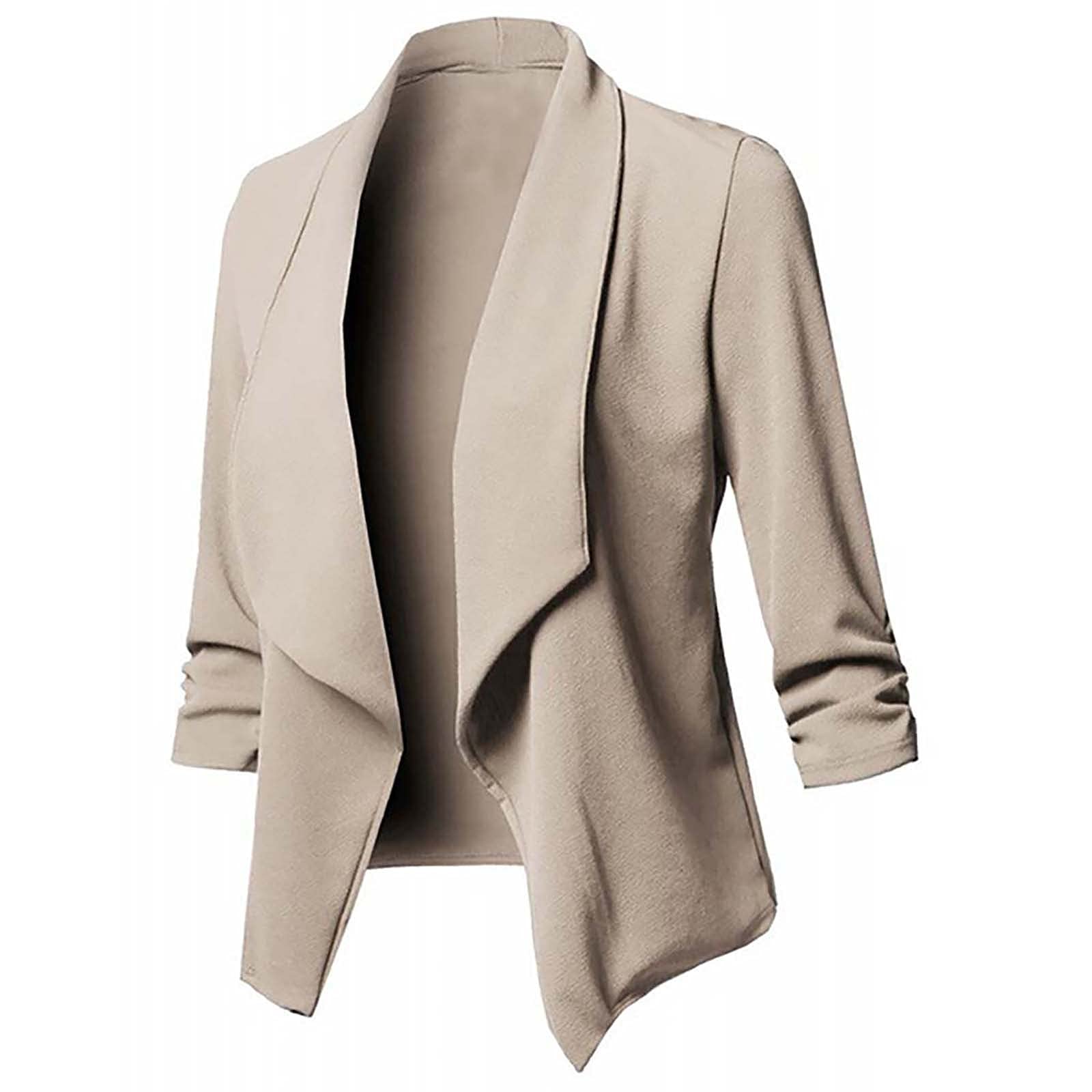 Women's Casual Blazer Jacket - Open Front Long Sleeve Cardigan for Business & Work | Lightweight Solid Color Loose Fit White Blazer | Perfect for Office Wear, Business Meetings & Smart Casual Outfits