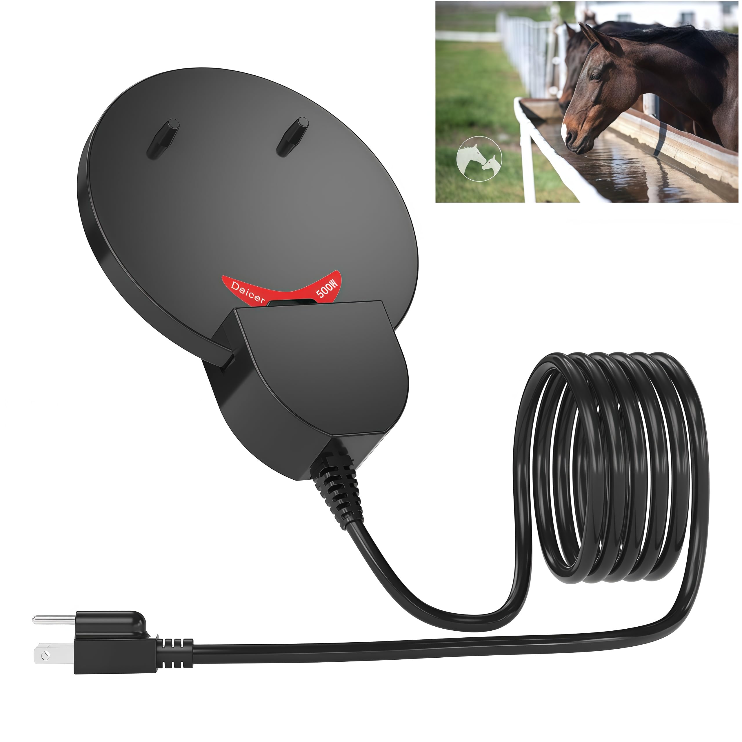 500W Aluminum Bird Bath Heater & Pond Deicer - Thermostat Controlled Outdoor Winter Water Heater for Birds, Chickens, Livestock Tanks - Perfect for Backyard, Farm & Garden Use in Cold Weather