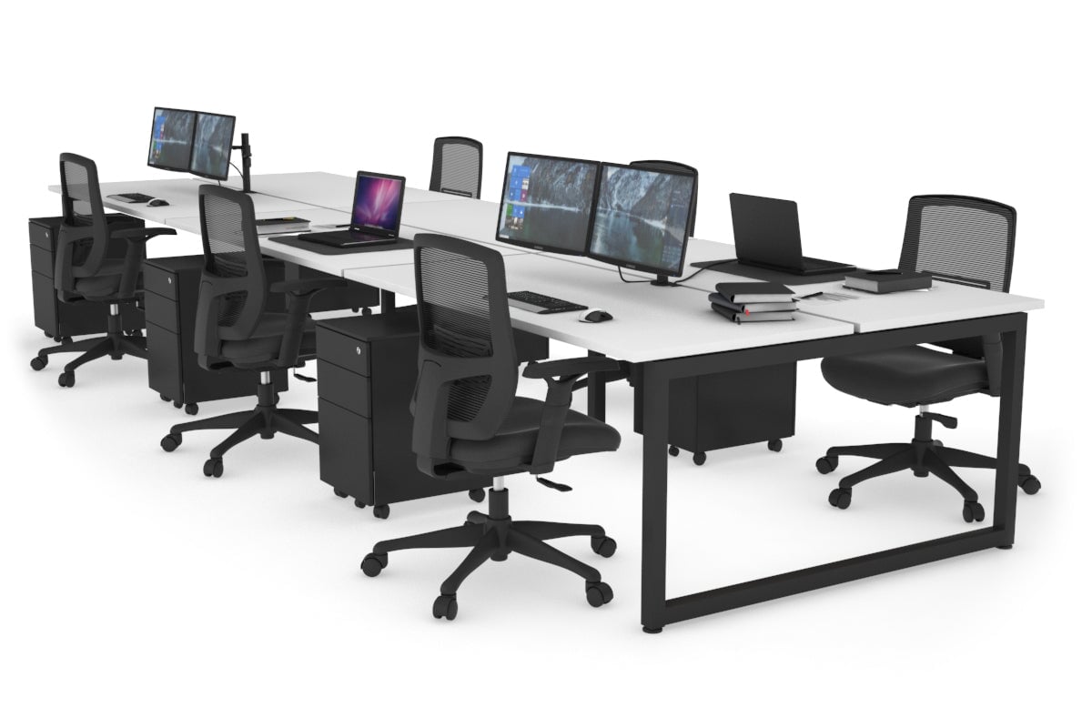 Quadro Loop Legs 6-Person Office Workstation Desk [1800L x 700W] - Modern Collaborative Workspace Solution for Team Projects & Open Office Layouts