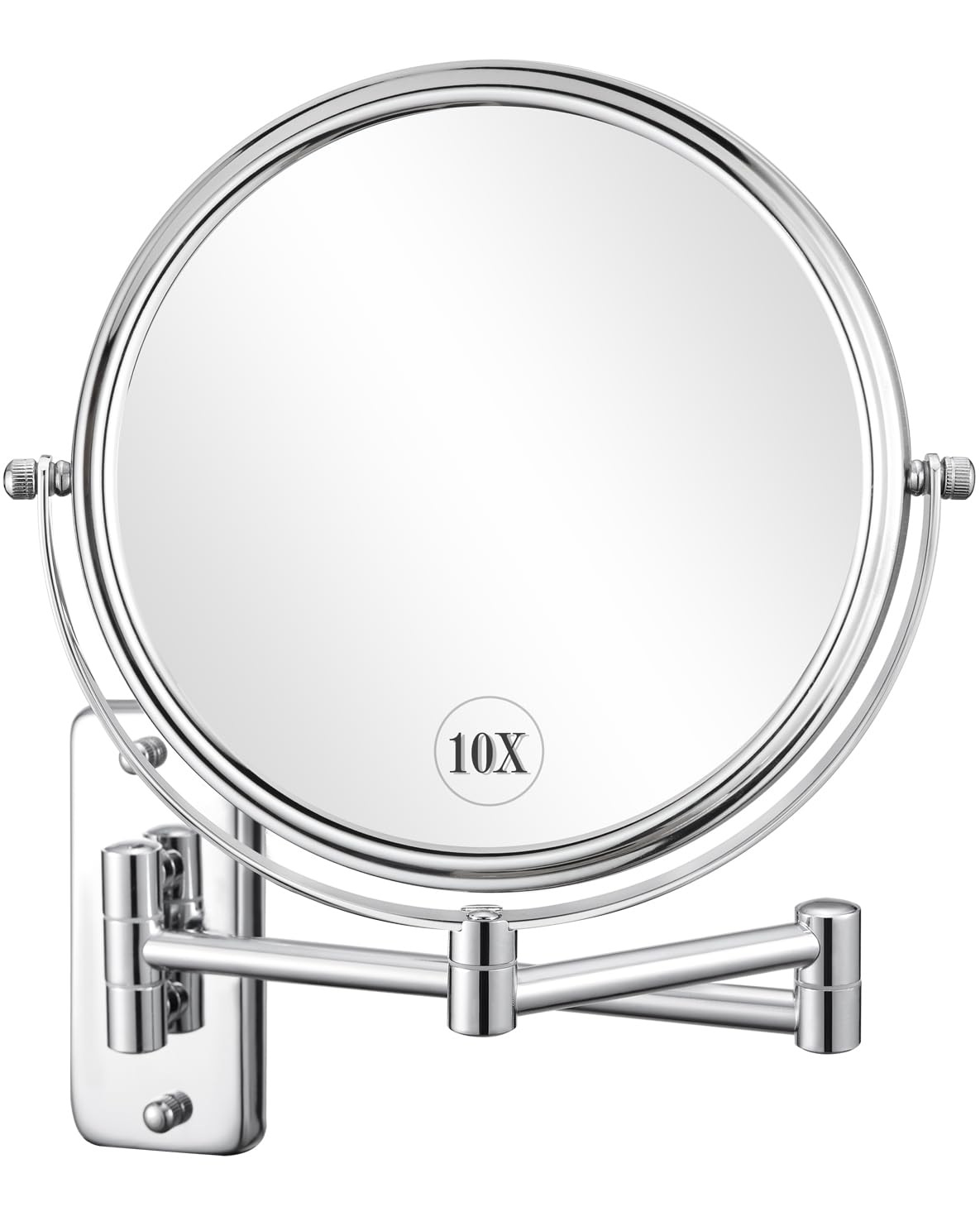 8 Inch Wall Mounted Magnifying Mirror with 10x Magnification - Double Sided Vanity Makeup Mirror for Bathroom - Chrome Finish - Perfect for Makeup Application, Skincare & Shaving