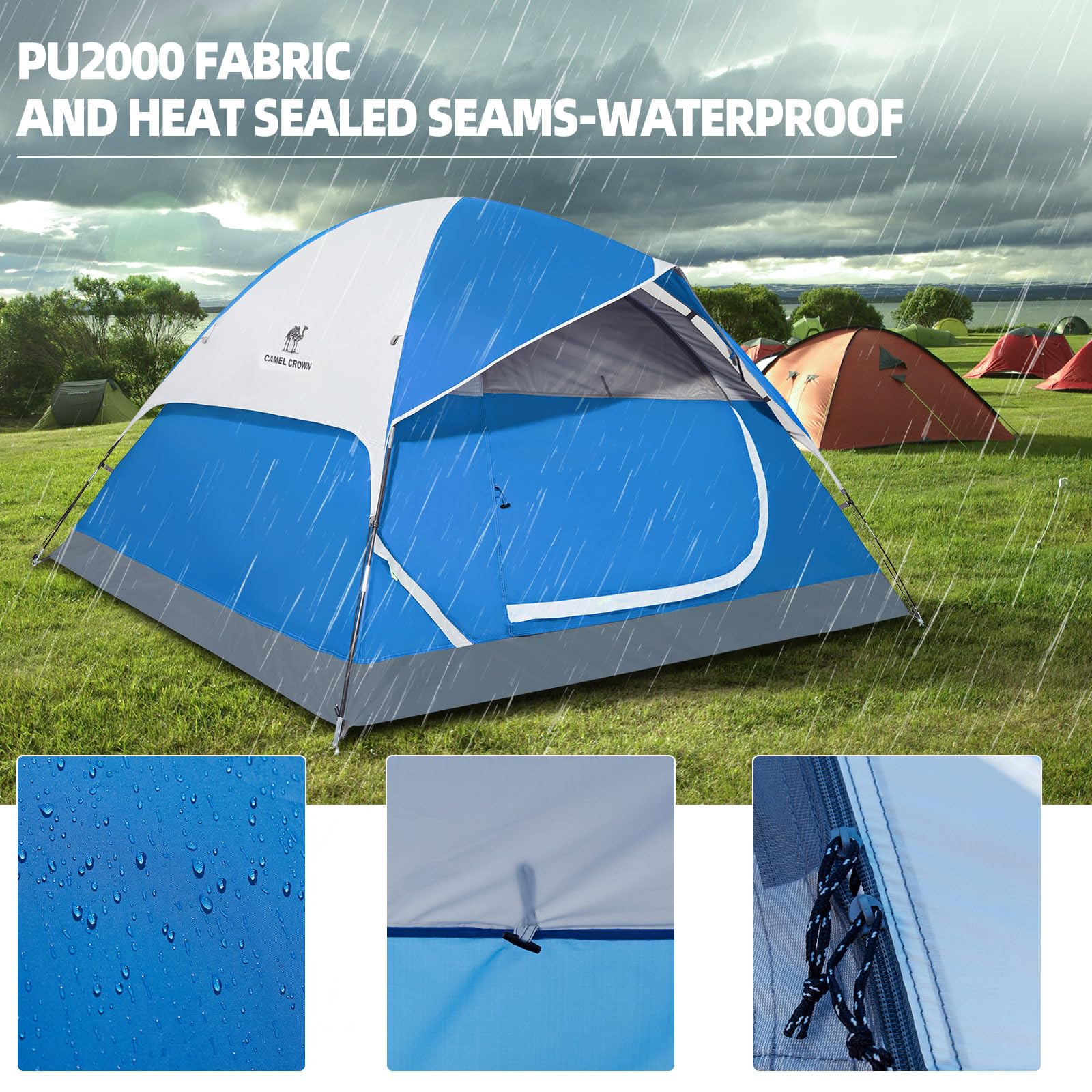 CAMEL CROWN 2-5 Person Camping Tent - Waterproof & Lightweight for Hiking, Backpacking