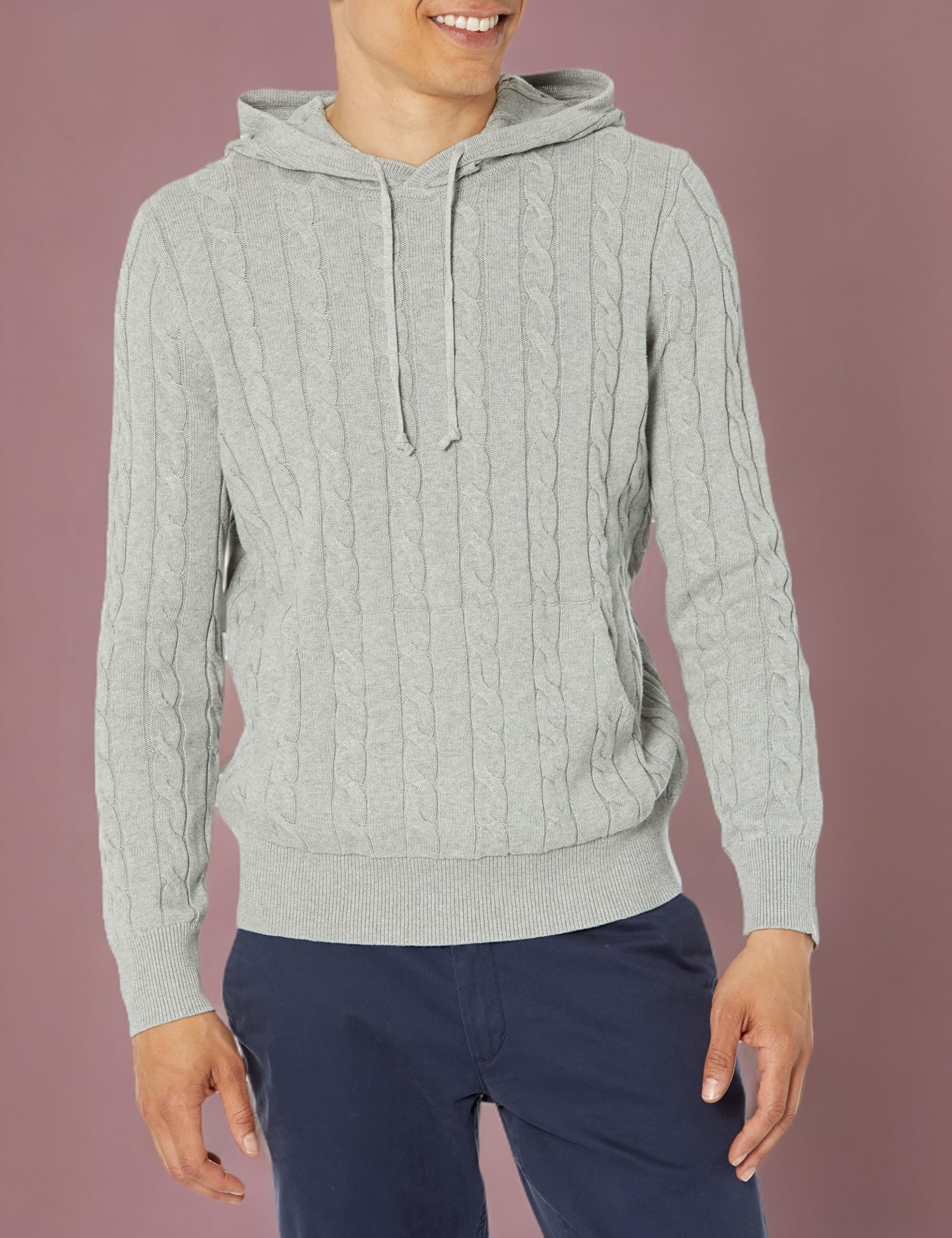 Brooks Brothers Men's Cotton Cable Knit Hoodie Sweater - Warm Winter Pullover for Casual Outfits & Outdoor Activities