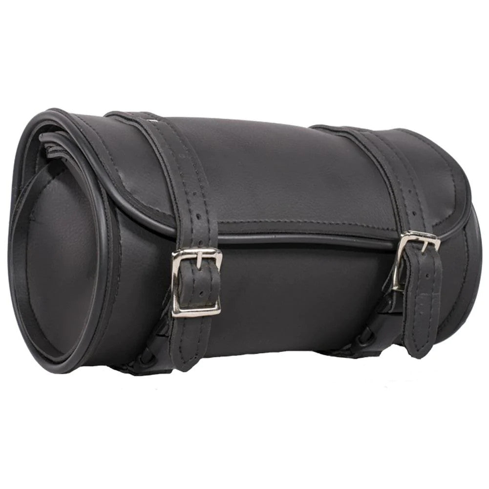 12 Inch Black Plain PVC MC Tool Bag - Durable & Waterproof for Motorcycle, Bicycle, and DIY Repair - Perfect for Mechanics, Electricians, and Outdoor Work