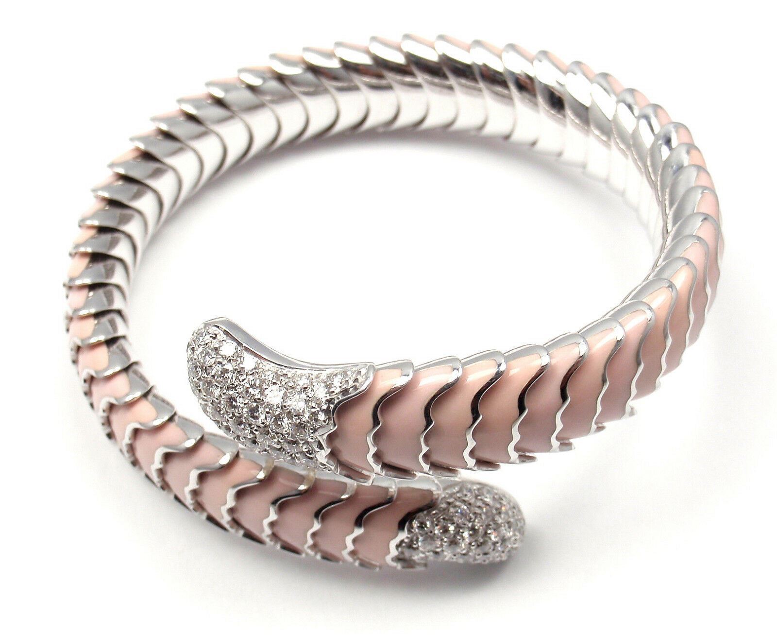 Authentic Roberto Coin 18k White Gold Enamel Ruby Diamond Cobra Bangle Bracelet - Luxury Jewelry for Women, Perfect Gift for Anniversary, Birthday & Special Occasions
