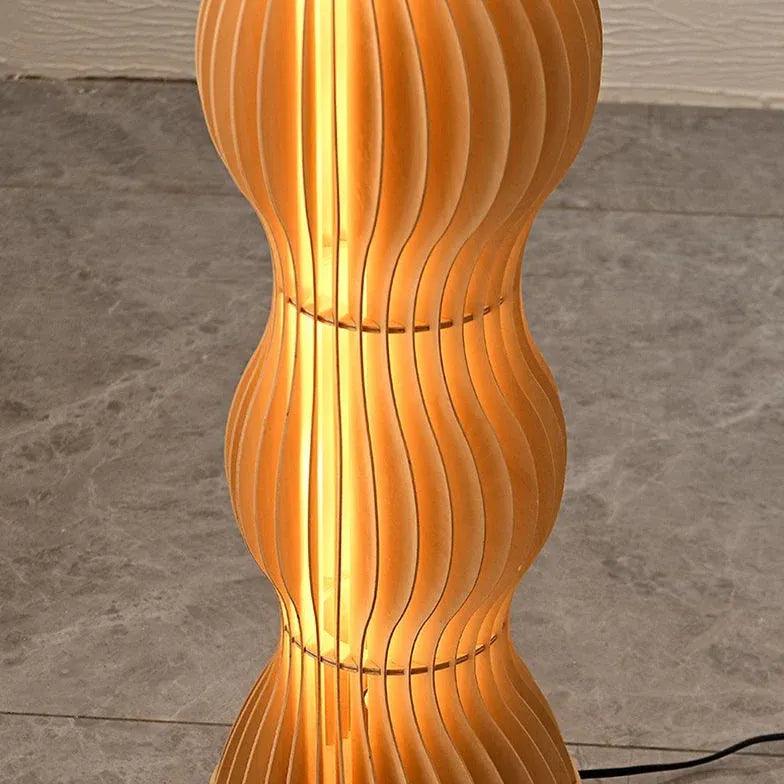 Modern Wooden Wave Sculptural Floor Lamp - Handcrafted Wood Lighting for Living Room, Bedroom & Office Decor - Unique Artistic Statement Piece for Home Interior Design