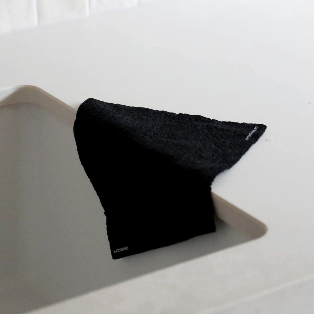 Eco-Friendly Compostable Dishcloth Set of 2 - Sustainable Kitchen Cleaning Cloths for Dishwashing, Countertops & Eco-Conscious Homes - Black Biodegradable Dish Towels