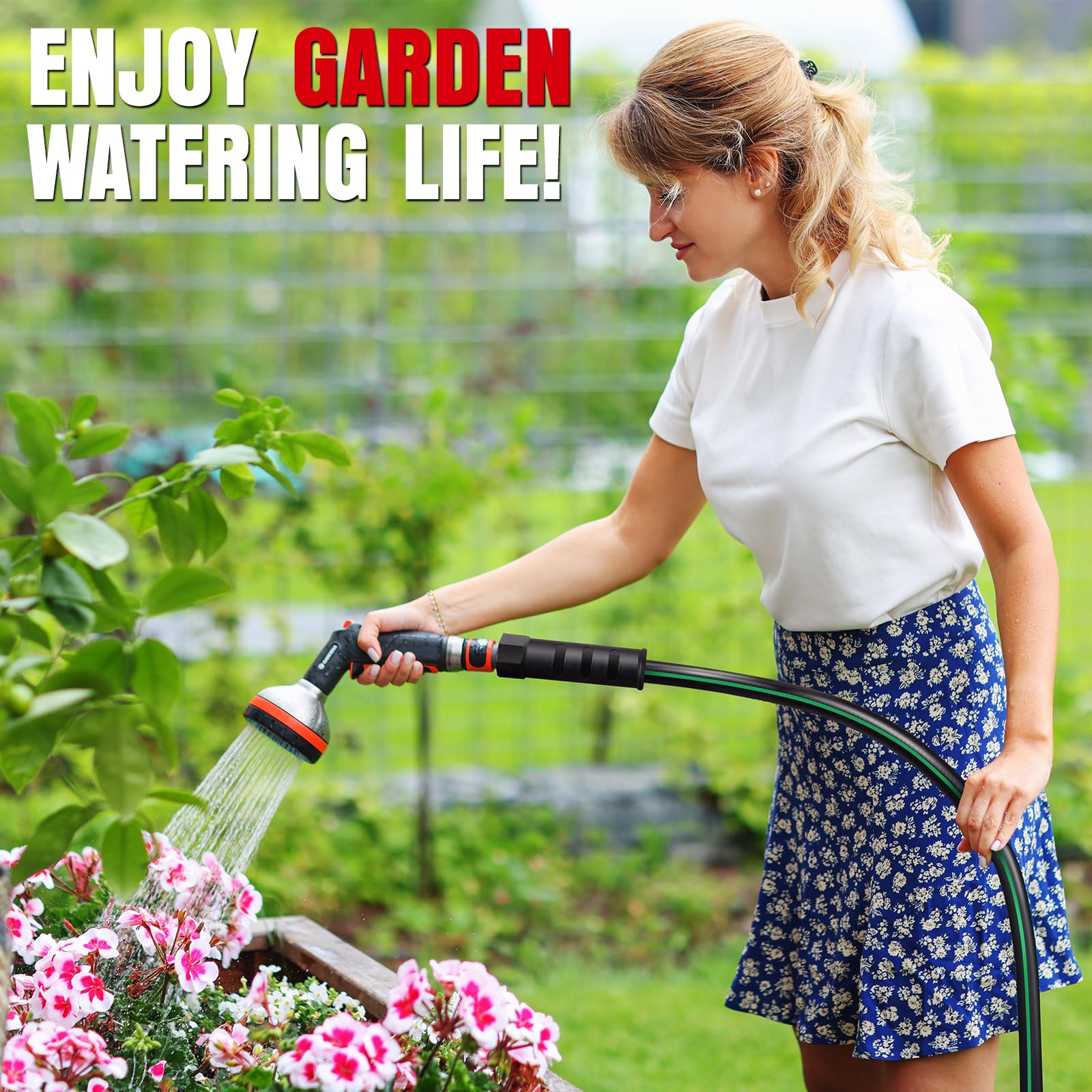 Heavy Duty 25ft Garden Hose - Non-Expandable, Flexible & Kink Resistant Water Hose with Leakproof Fittings | Lightweight Hybrid Hose for Lawn Care, Gardening & Outdoor Cleaning
