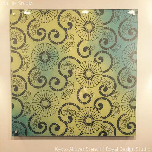 Kyoto Allover Flower Wall Stencil - DIY Home Decor Painting Template for Bedroom, Nursery & Living Room Wall Art Projects