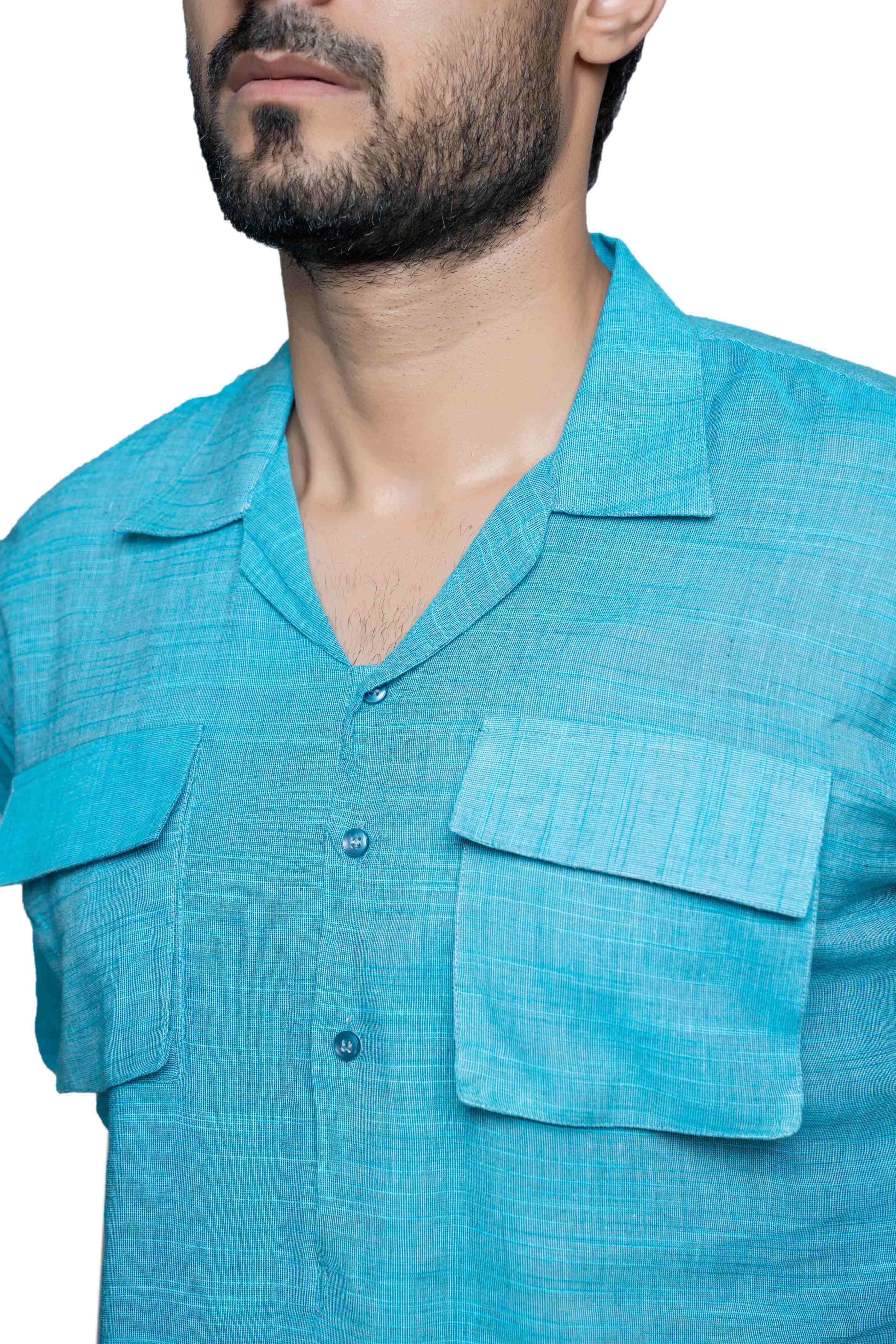 Handwoven Sky Blue Cotton 'Army DX' Kameez Shalwar - Traditional Pakistani Suit for Women, Comfortable & Breathable Ethnic Wear - Perfect for Weddings, Festivals & Special Occasions
