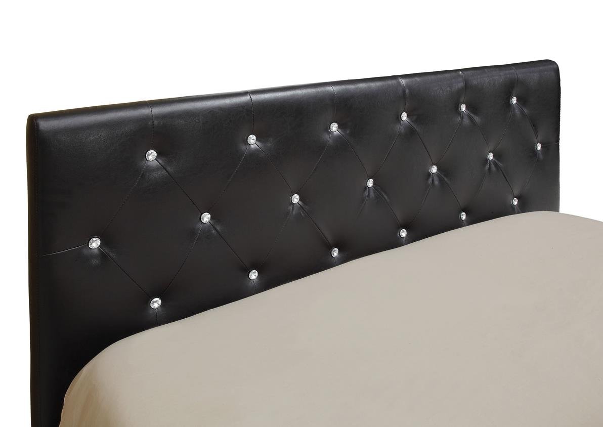 Furniture of America Cerra Leatherette Upholstered Platform Bed Frame - Twin Size, Black Faux Leather - Modern Bedroom Furniture for Small Spaces & Guest Rooms