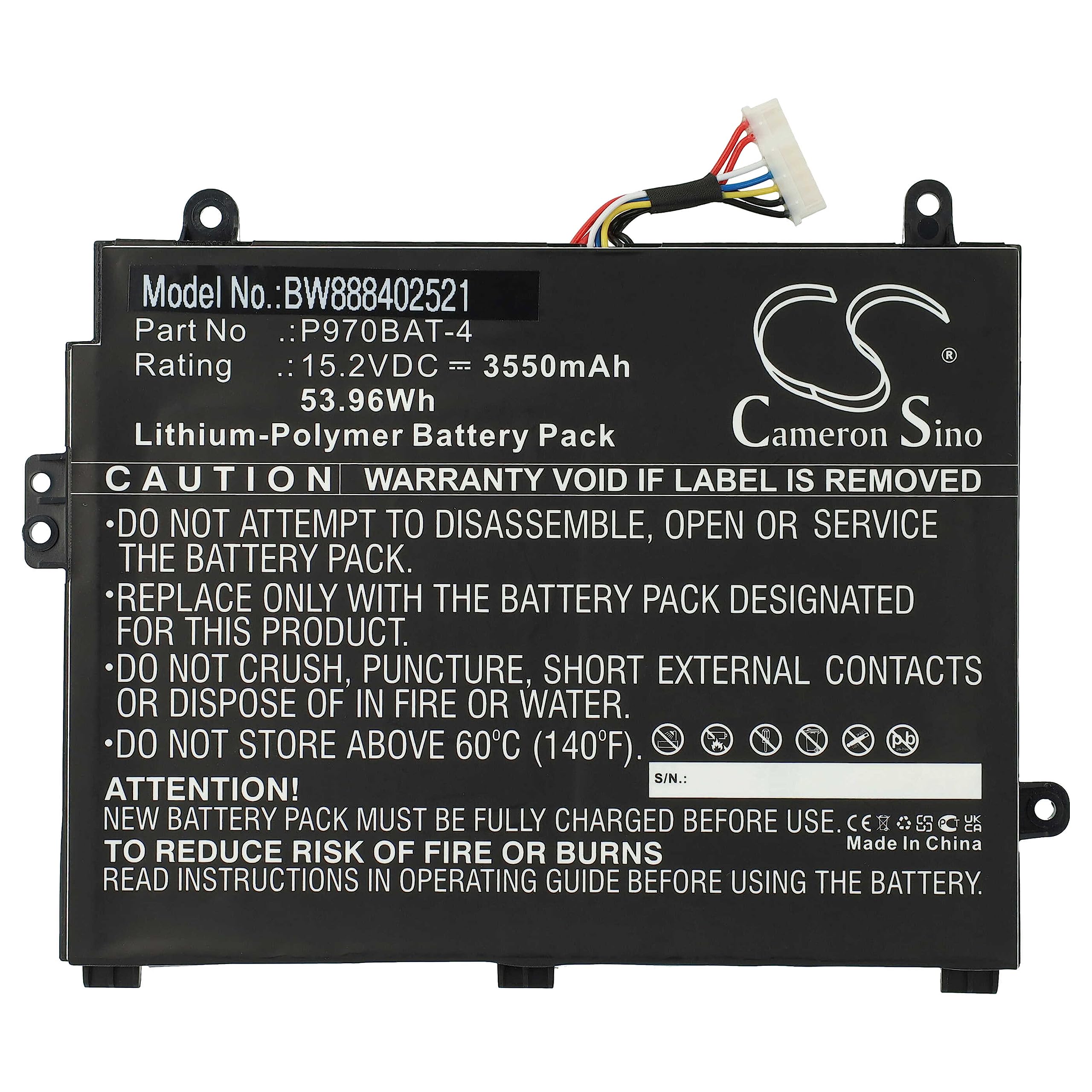 VHBW Replacement Battery for Medion P970BAT-4 Laptop (3550mAh, 15.2V, Li-Polymer) - Compatible with Medion Akoya Notebooks, Perfect for Work, Travel & Home Office Use