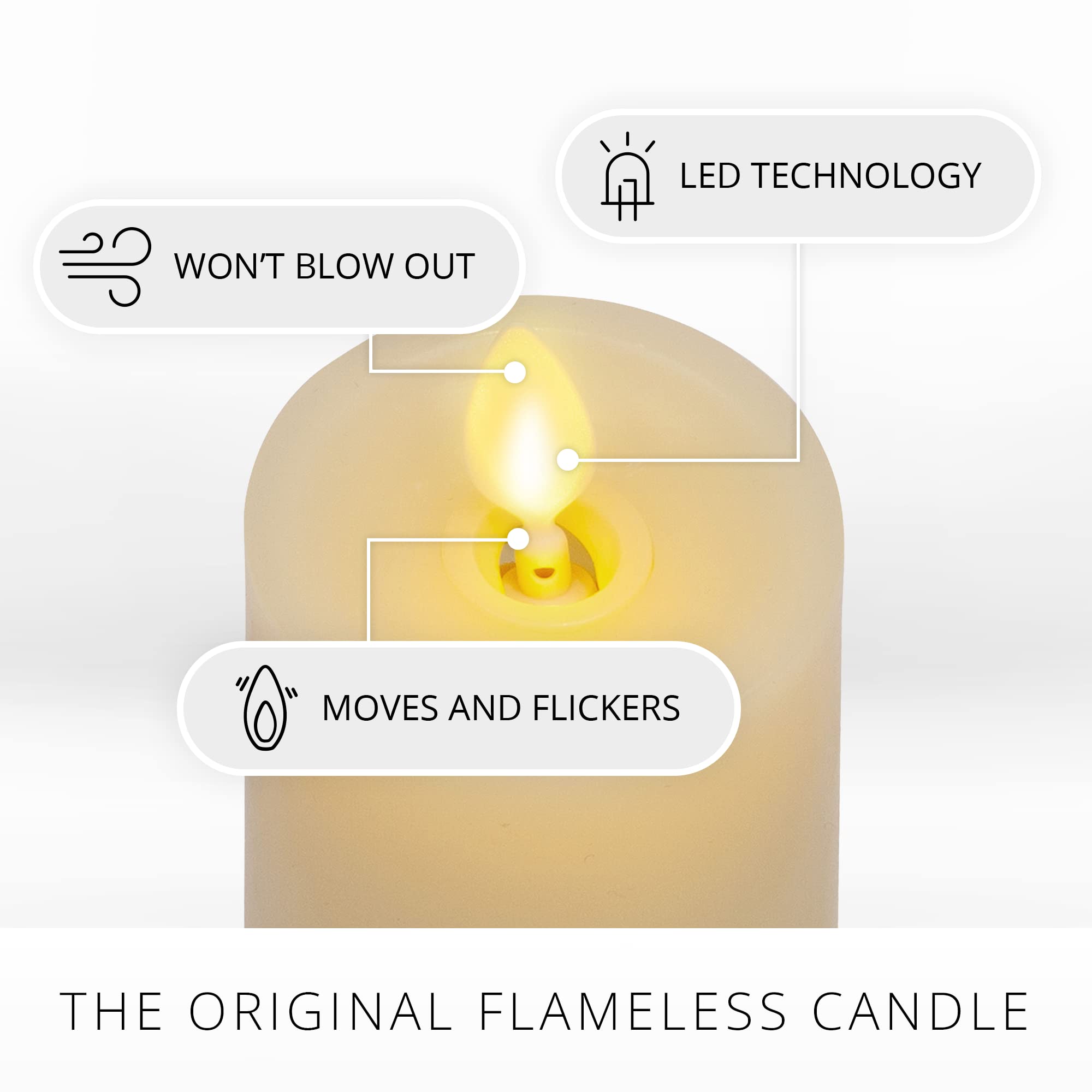 Luminara Classic Slim Flameless LED Candle - Ivory 2