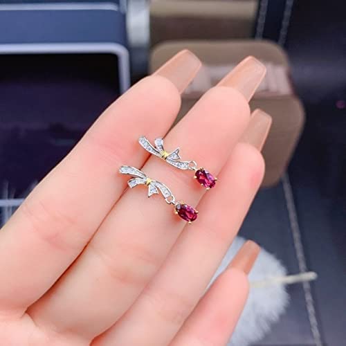 925 Sterling Silver Natural Garnet Stud Earrings for Women – Elegant Gift for Her, Perfect for Valentine's Day, Anniversary & Special Occasions