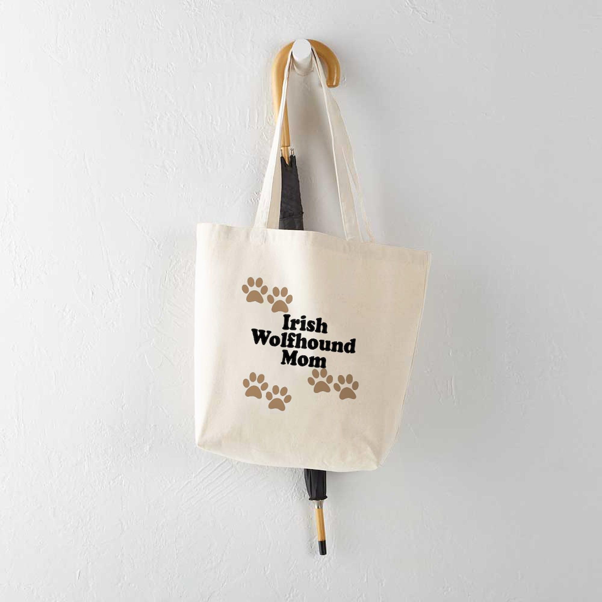 Irish Wolfhound Mom Tote Bag - Natural Canvas Reusable Shopping Bag for Dog Lovers - Perfect for Groceries, Beach Trips & Dog Park Outings