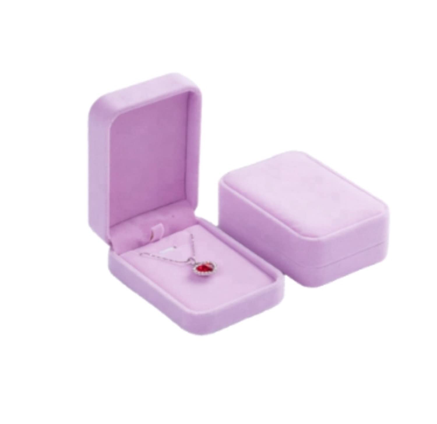Velvet Jewelry Storage Box - Elegant Pendant Gift Box & Necklace Display Case - Perfect for Wedding, Engagement, Anniversary, Birthday, Valentine's Day & Christmas Gifts - Romantic Pink Jewelry Organizer for Women - Great for Home Decor, Bridal Shower & Gift Giving