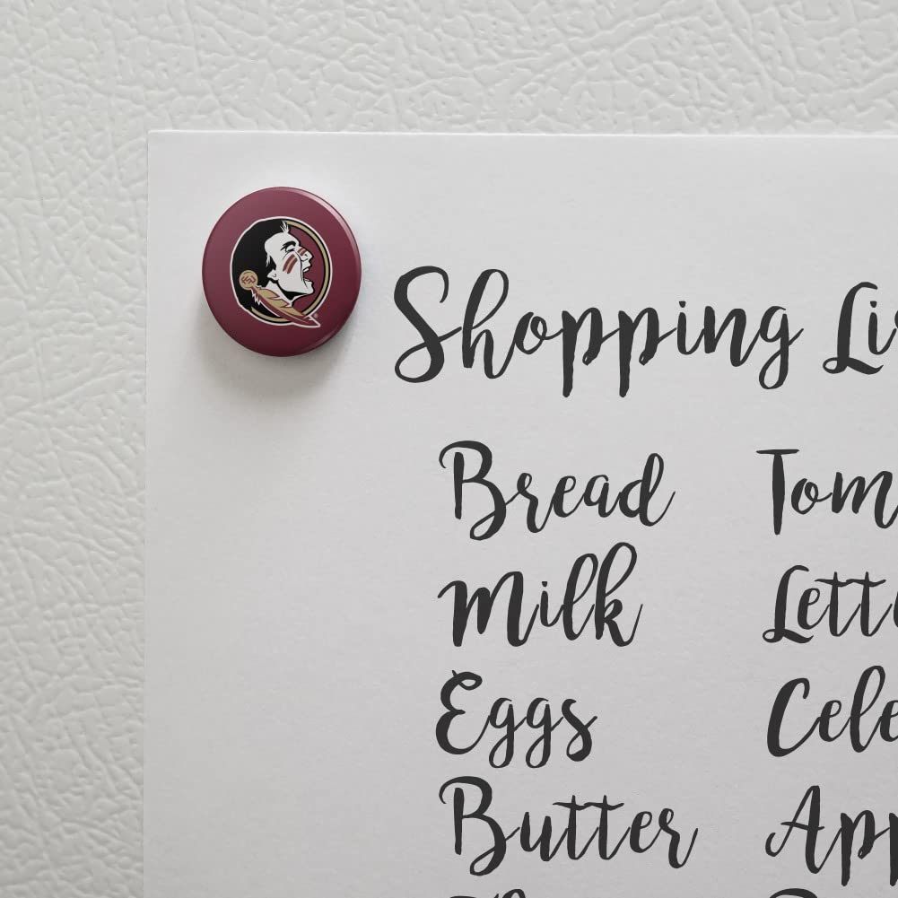 Florida State University Fridge Magnet - Officially Licensed FSU Logo Refrigerator Locker Button Magnet for Kitchen, Dorm, Office & Tailgating Decor