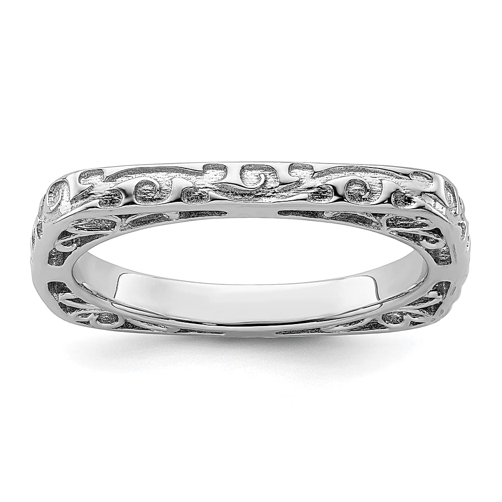 925 Sterling Silver Square Band Ring - Stackable Minimalist Jewelry for Women, Dainty & Elegant Gift for Her - Perfect for Everyday Wear, Layering & Special Occasions