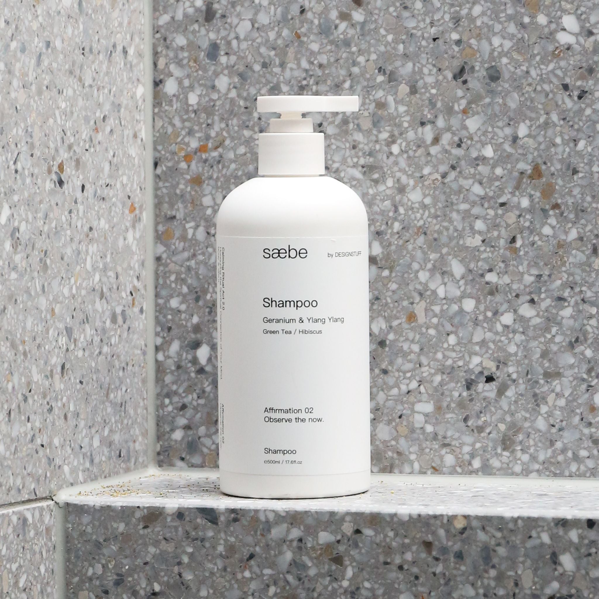 DESIGNSTUFF Saebe Shampoo with Green Tea & Hibiscus Extract - 500ml for Hydration & Scalp Care - Perfect for Dry, Damaged Hair & Daily Hair Care Routine