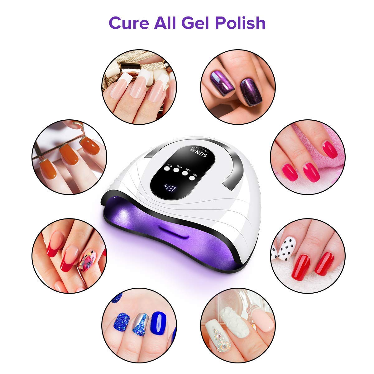Professional 120W UV LED Nail Dryer Lamp for Gel Nails - Auto Sensor, LCD Display, 10/30/60/99s Timer - Perfect for Home & Salon Manicures & Pedicures