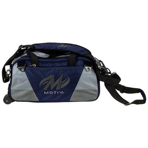 Motiv Ballistix Double Tote Roller Navy Bowling Bag - Premium 2-Ball Bowling Bag with Wheels for Easy Transport | Perfect for League Play & Tournament Travel