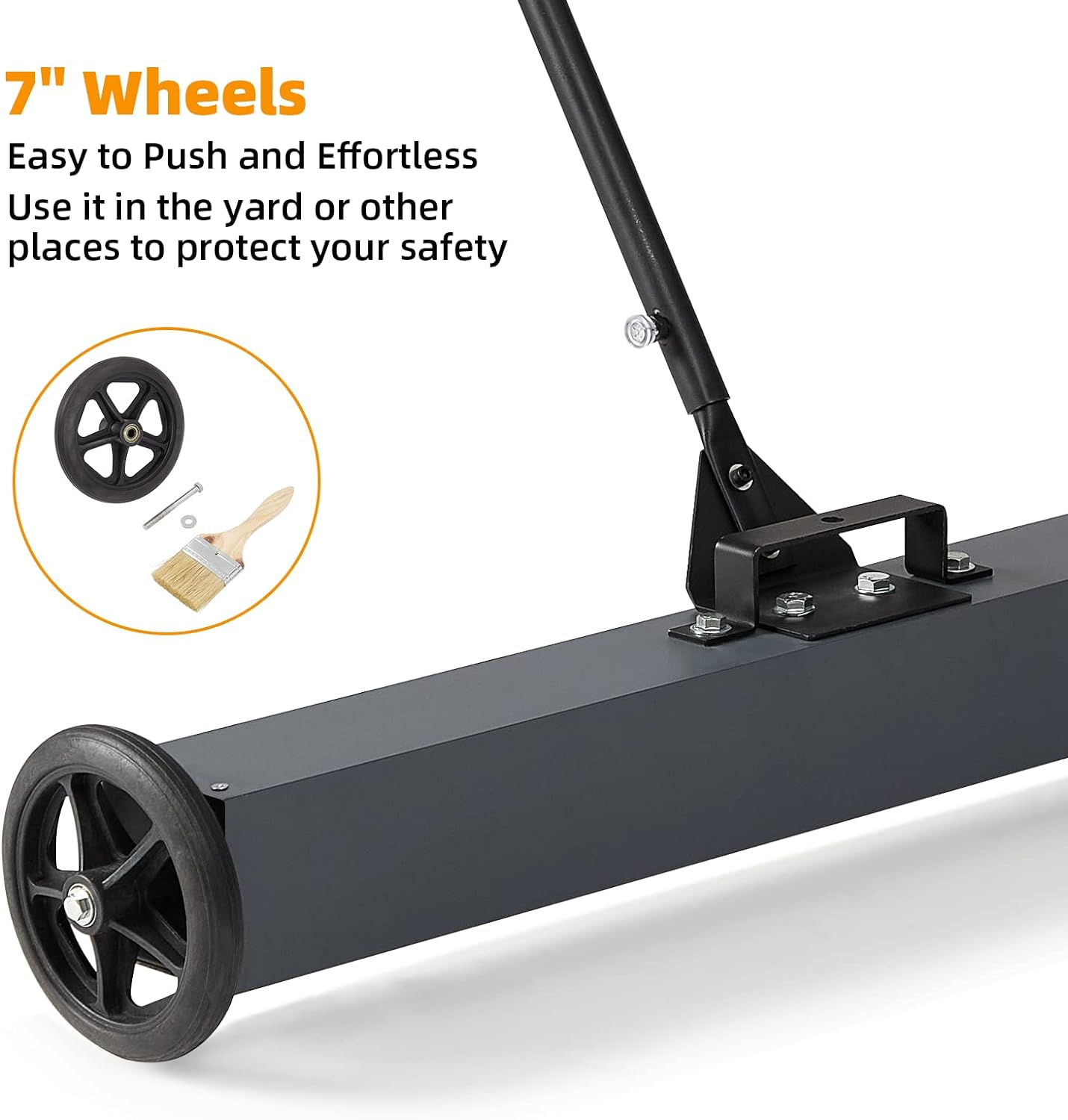 GARVEE 36-Inch Heavy Duty Floor Sweeper with 50 Lbs Rolling Magnet - Industrial & Warehouse Floor Cleaning for Debris, Nails, and Metal Scraps