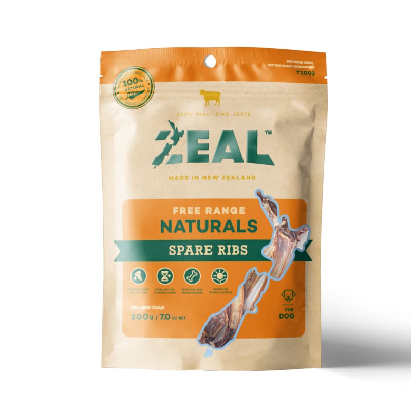 Zeal Free Range Natural Spare Ribs Dog Treats - All-Natural, Grain-Free Chews for Small & Large Dogs - Perfect for Training, Dental Health & Long-Lasting Entertainment