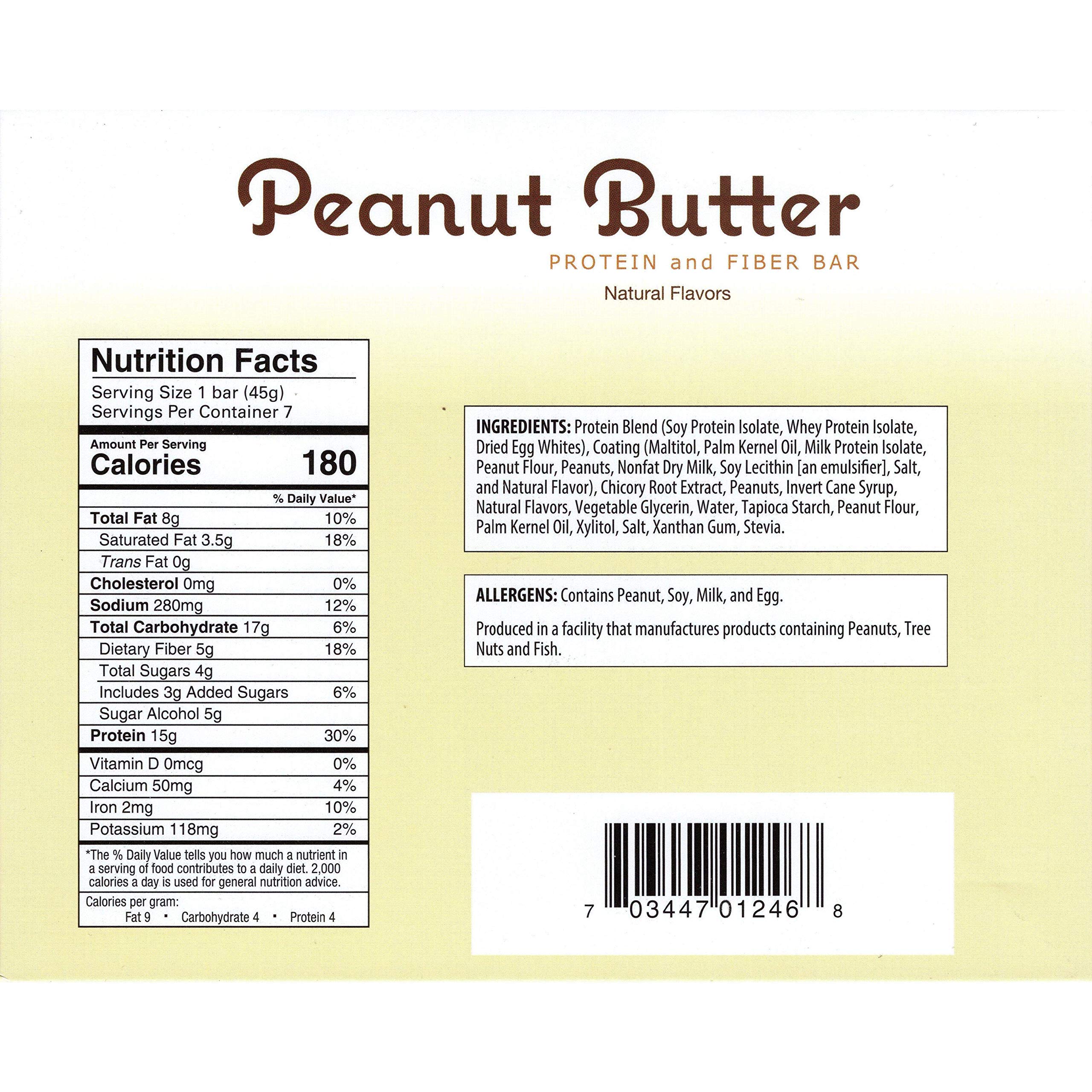 Nashua Nutrition High Protein & Fiber Peanut Butter Bars - Gluten Free Pre-Workout Snack, 7 Pack | Healthy Energy Bars for Gym, Hiking & On-the-Go Nutrition