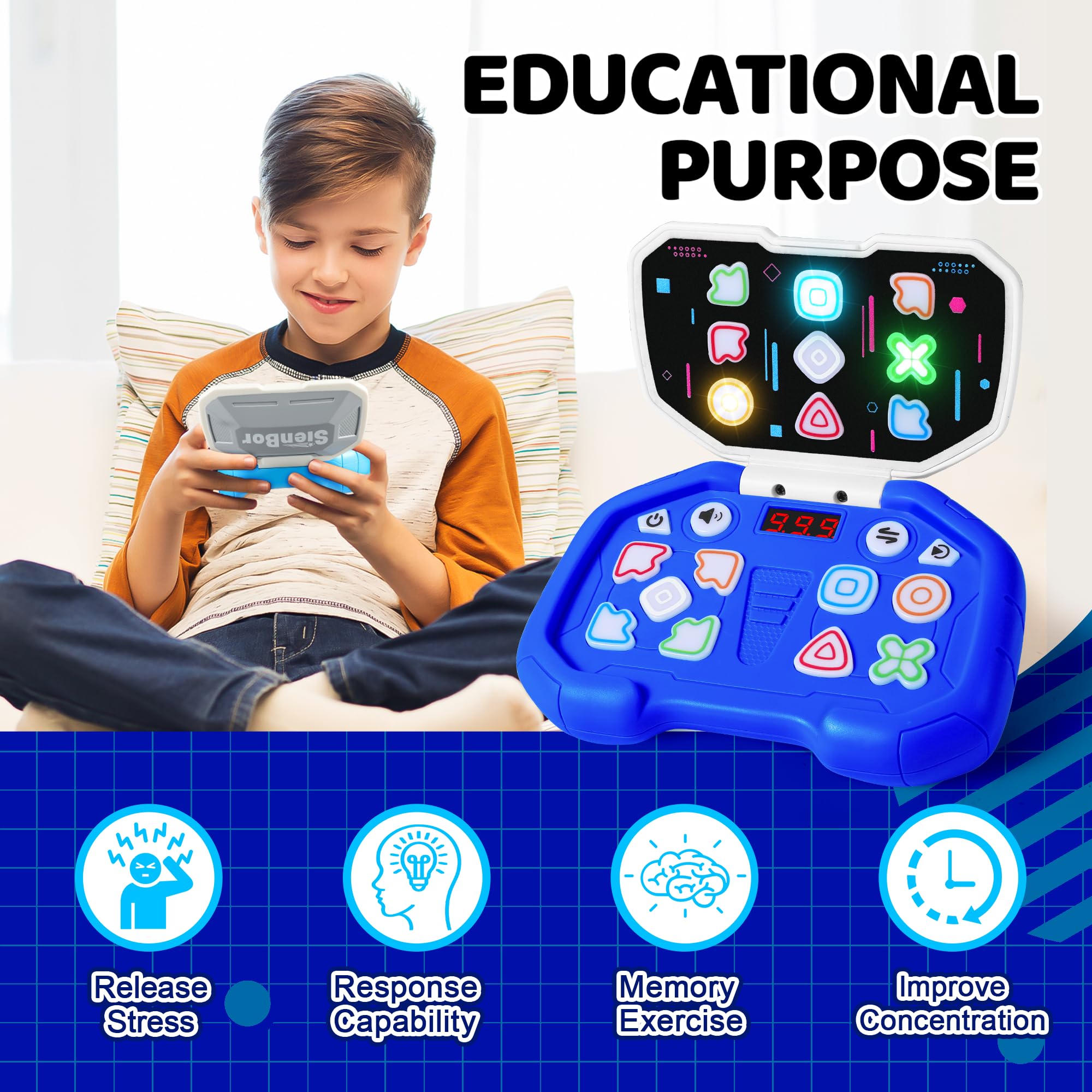 Fast Push Game 4 Modes Handheld Dance Toy - ADHD Focus & Memory Training Gift for Kids - Perfect for Birthday Parties & Classroom Breaks