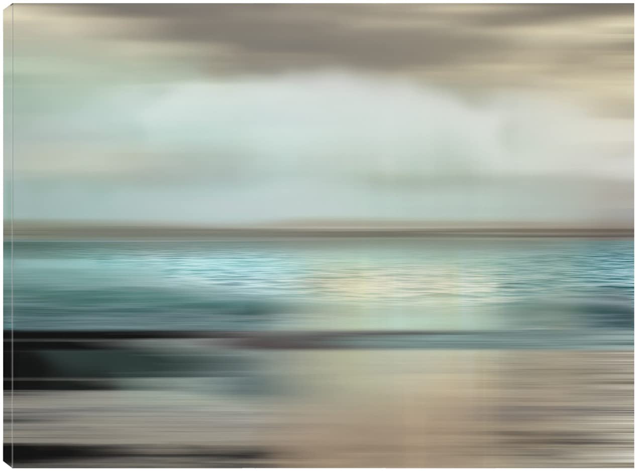 Shimmering Sea Fine Art Canvas Wall Decor - Hand Painted by Artist Nan - 32x24 Inches - Ready to Hang - Perfect for Living Room, Bedroom, Office & More - Coastal Home Decor for Beach Houses & Nautical Themed Spaces