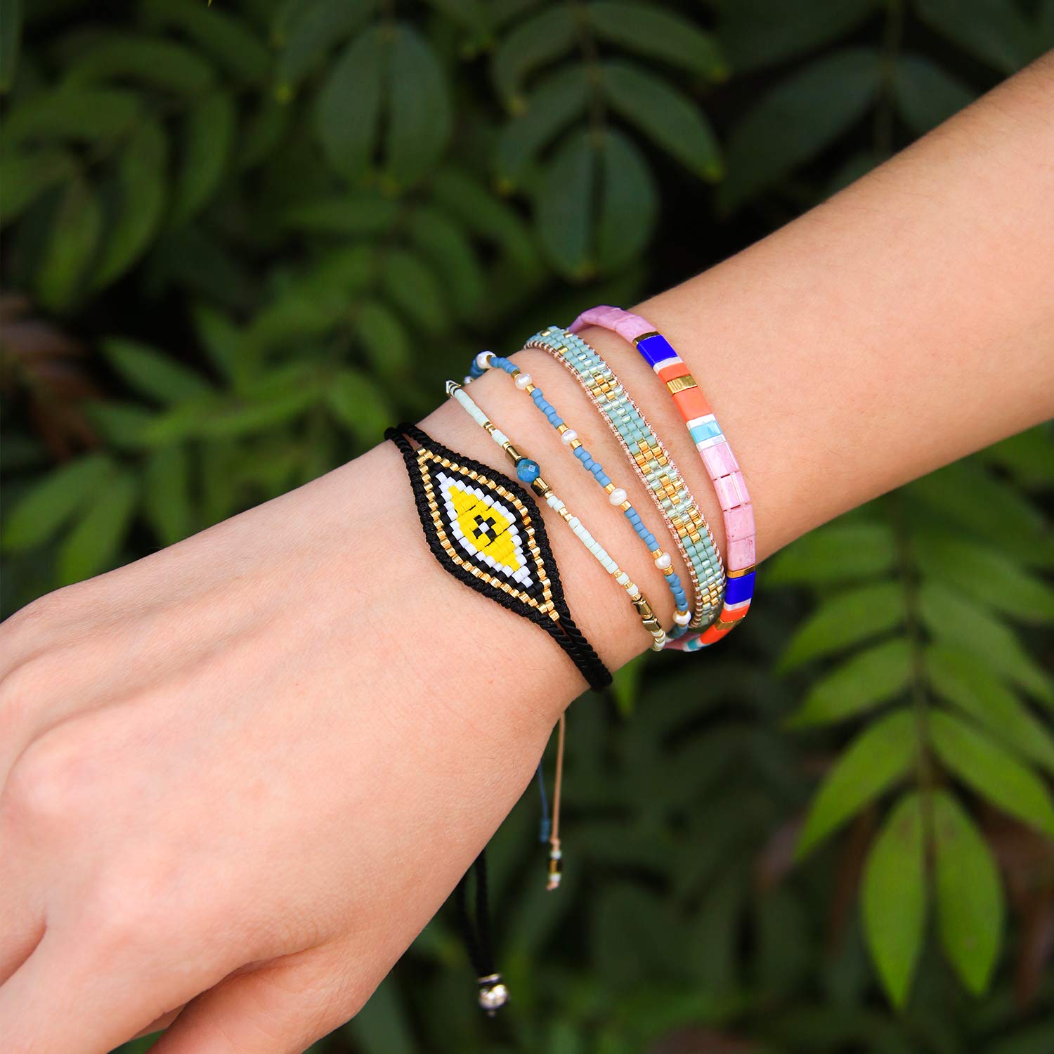 Evil Eye Bracelet for Women - Handwoven Bohemian Beaded Friendship Bracelet - Protection Jewelry for Good Luck, Travel & Everyday Wear