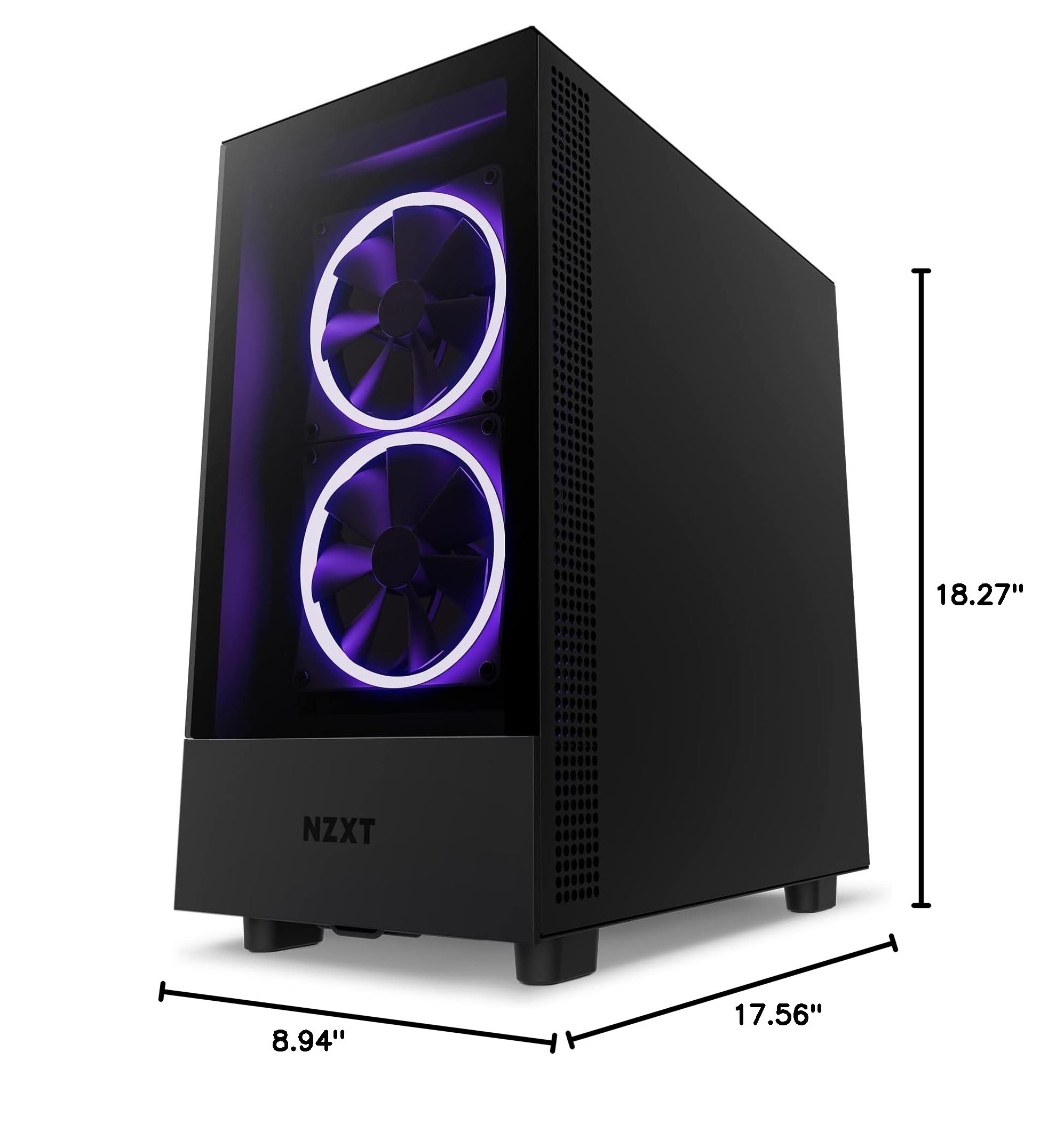 NZXT H5 Elite Compact ATX Mid-Tower PC Gaming Case - Tempered Glass Panels, RGB Lighting & 2x140mm Fans | Perfect for Gaming Rigs & Streaming Setups | Black (CC-H51EB-01)