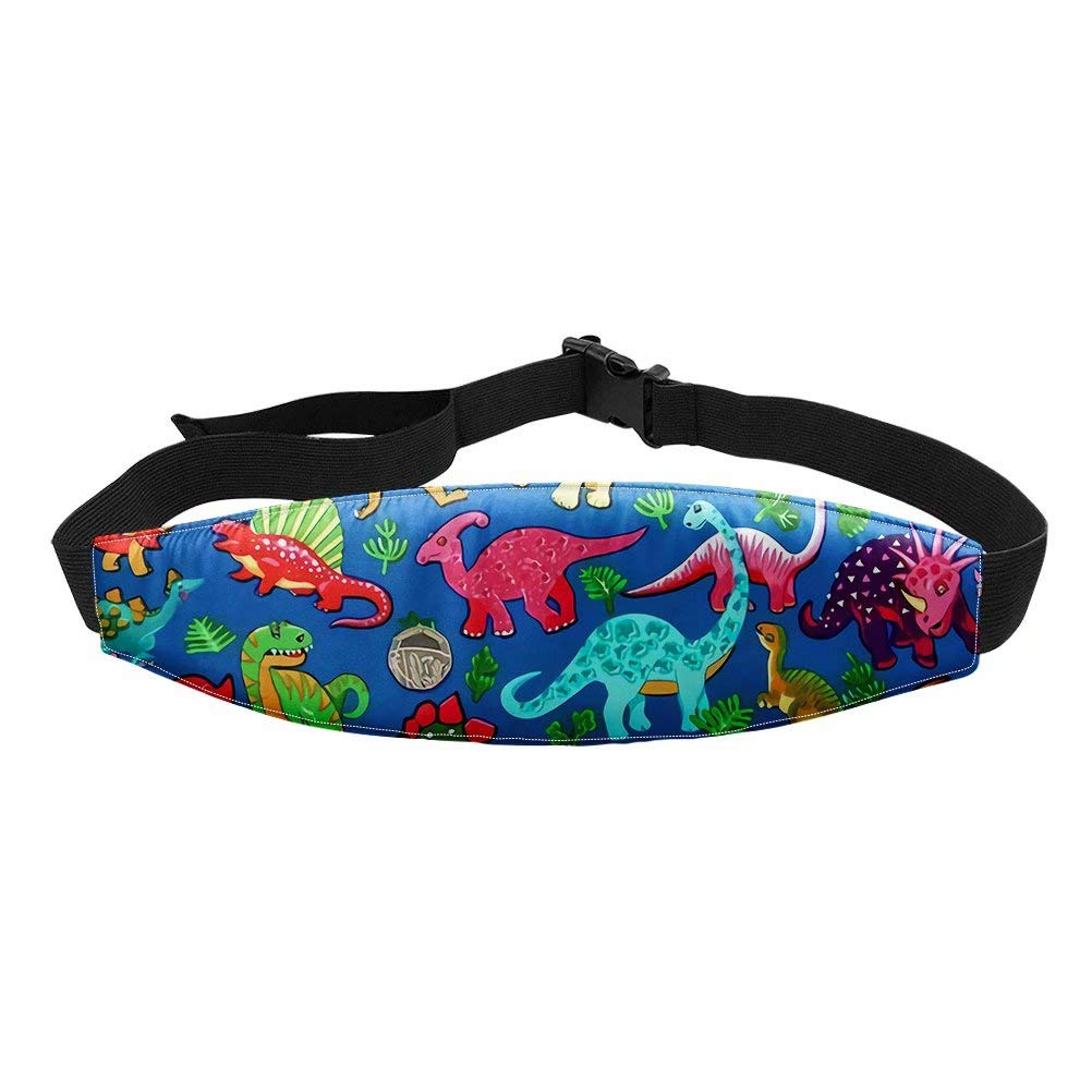AFPANQZ Adjustable Dinosaur Baby Car Seat Head Support - Soft Headband Strap Holder for Stroller & Carseat - Neck Relief Headrest for Safe Sleep Positioner - Washable Blue Infant Support (Perfect for Travel, Daily Walks & Nap Time)