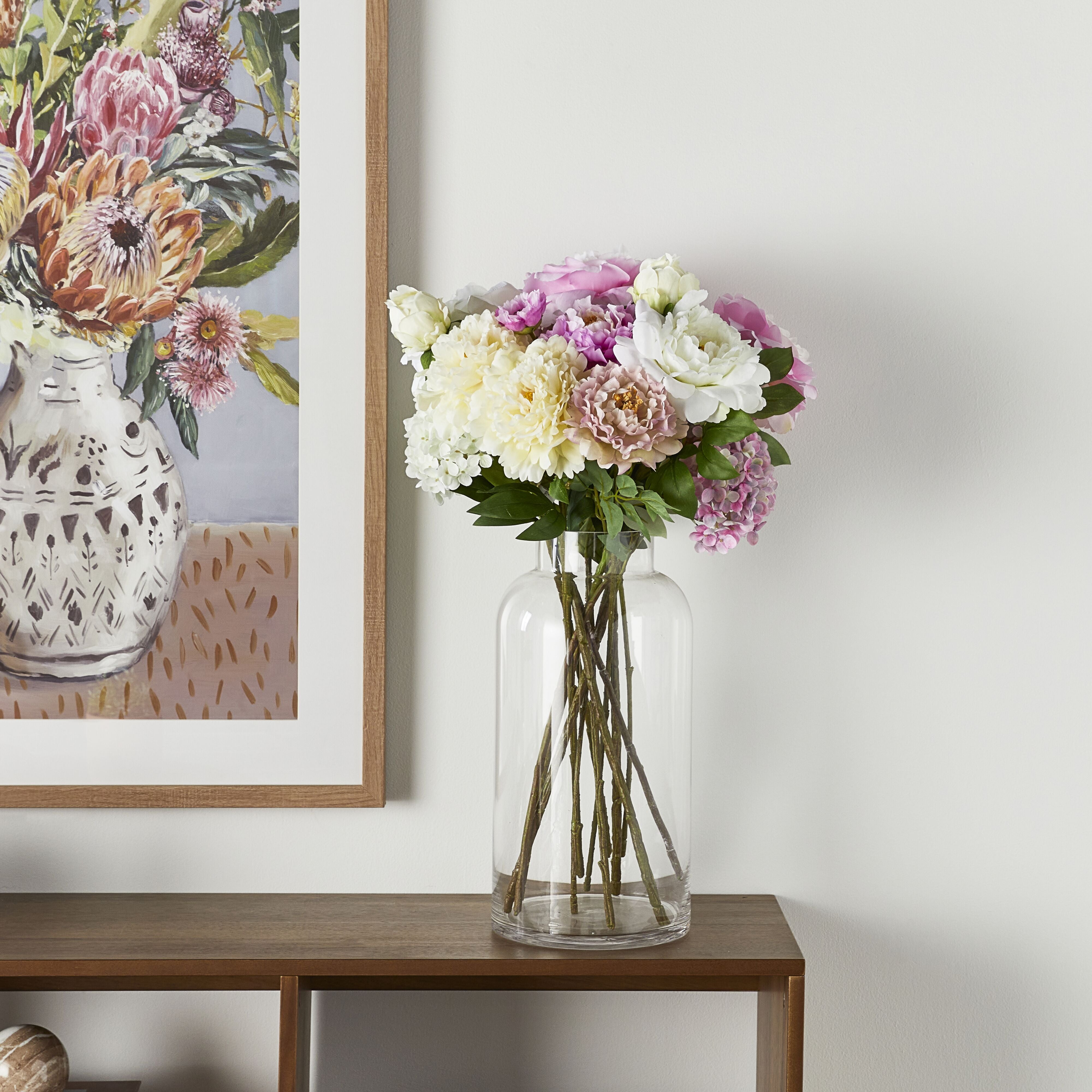 Acacia Peony Pale Pink x2 Blooms 67cm - Artificial Silk Flowers for Wedding Bouquets, Home Decor, and Floral Arrangements