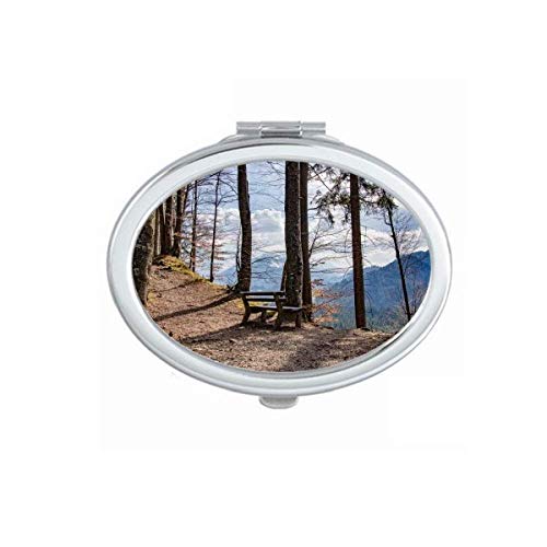 DIYthinker Portable Folding Double-Sided Makeup Mirror with Sky Bench Forestry Nature Scenery Design - Perfect for Travel, Home Vanity & Outdoor Camping Use